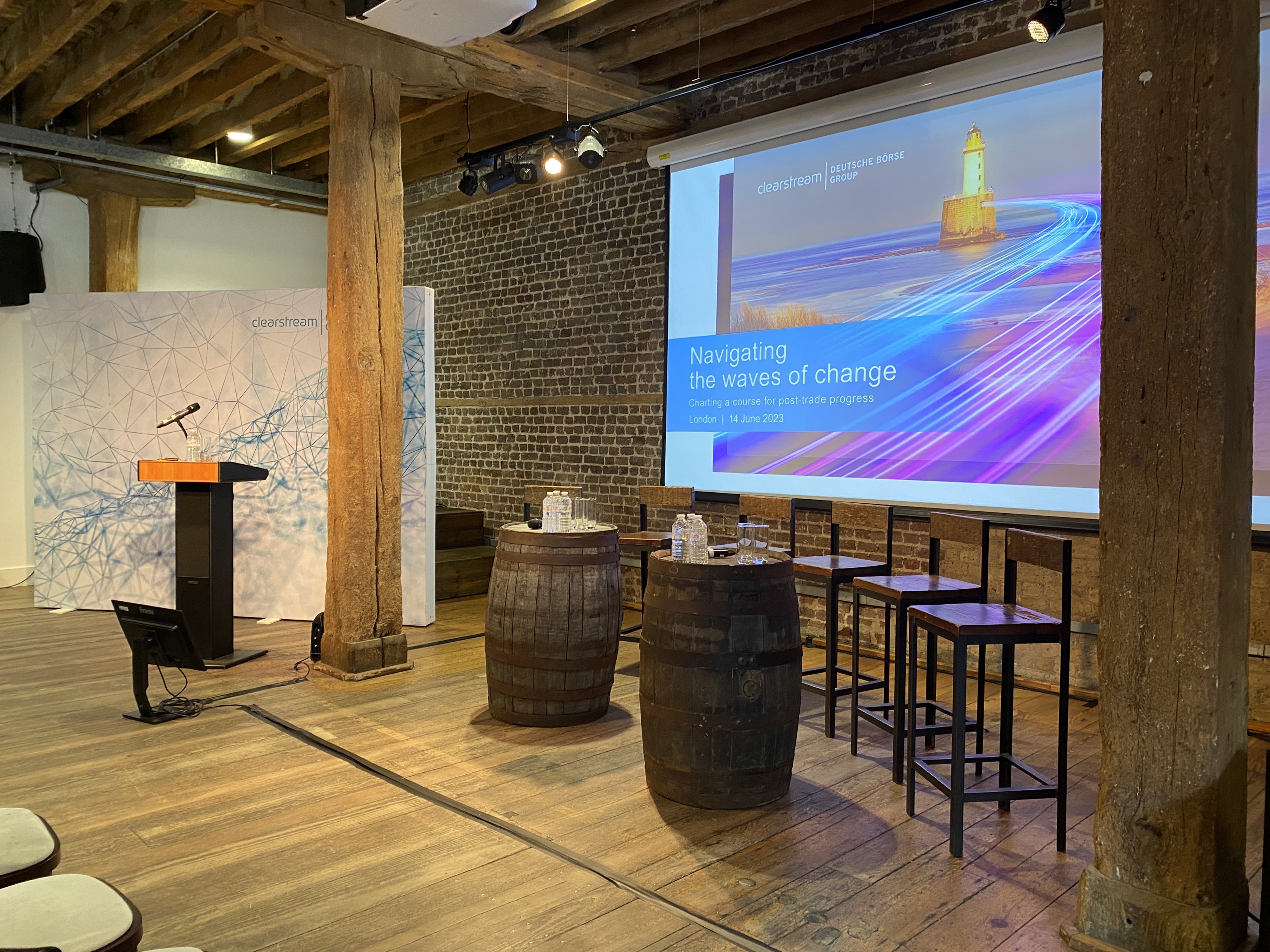 Riverside Room at London Museum Docklands, modern event space for networking and presentations.