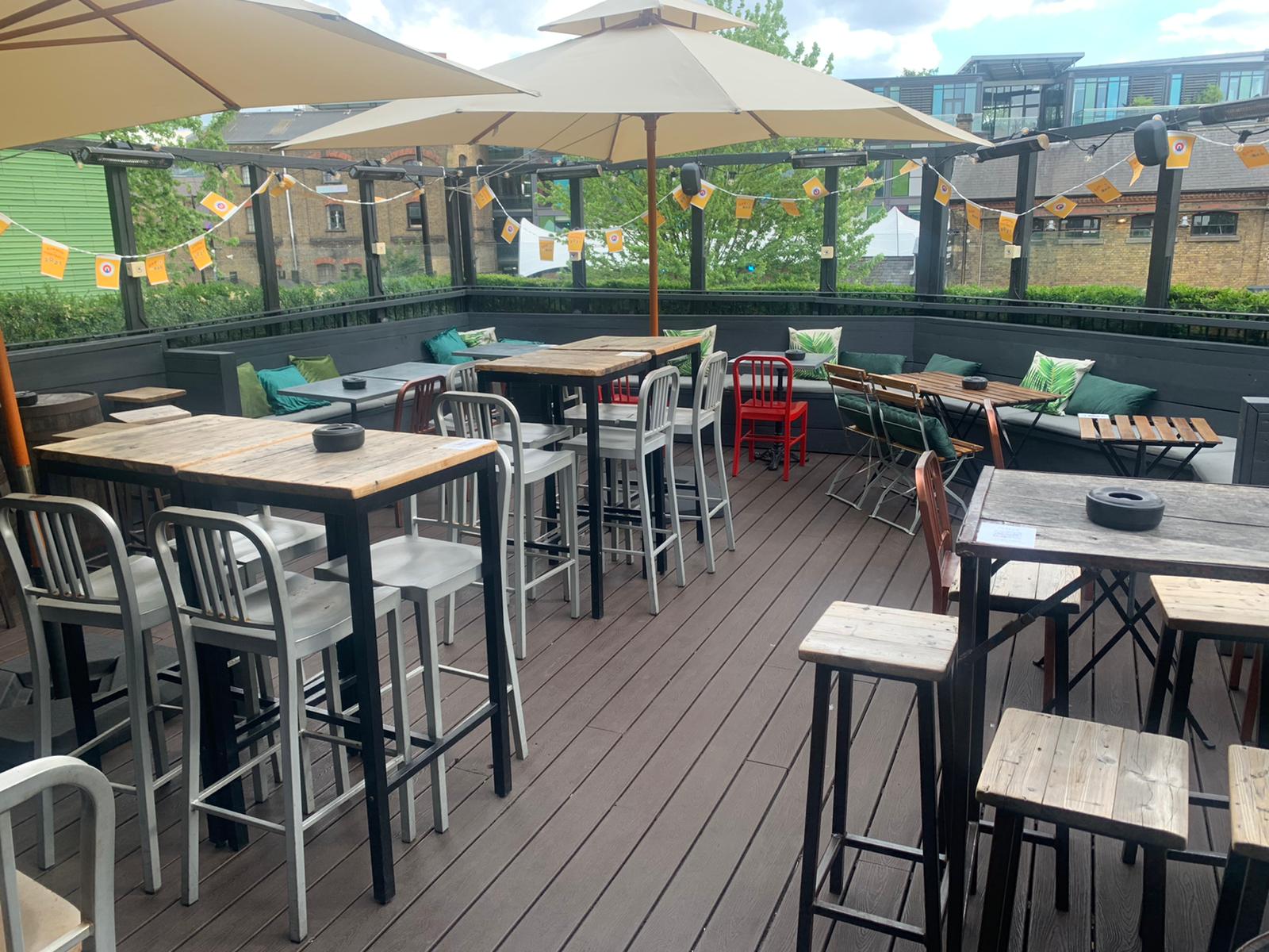Outdoor event space at Lock Tavern with seating, ideal for casual gatherings and networking.