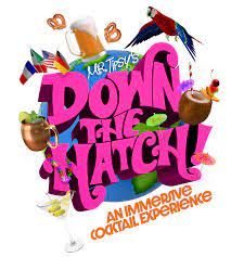 Vibrant tropical event theme "Down the Hatch!" for team-building and gatherings.
