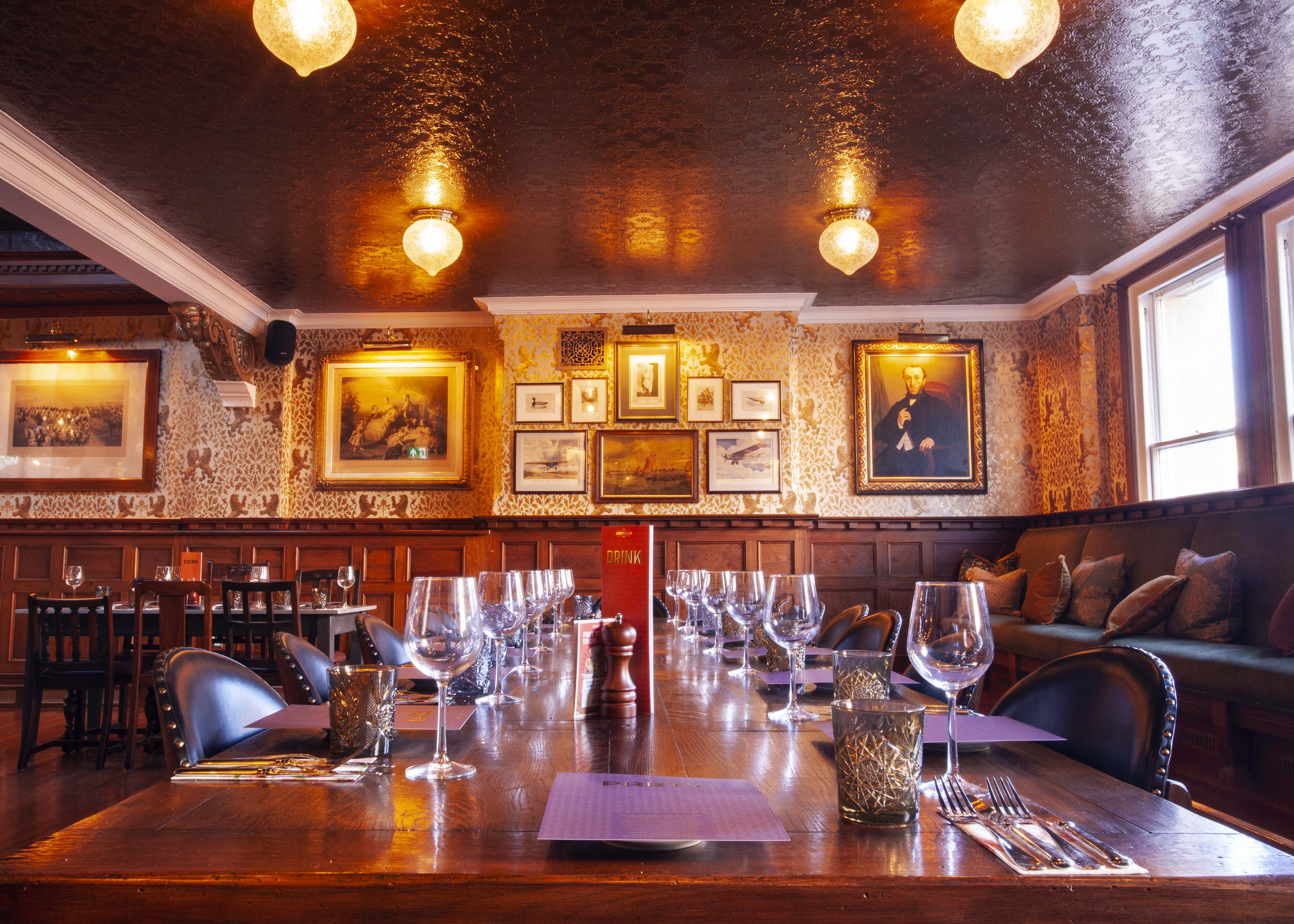 Elegant dining space at The Imperial, Cosy Club Nottingham for corporate events and private gatherings.