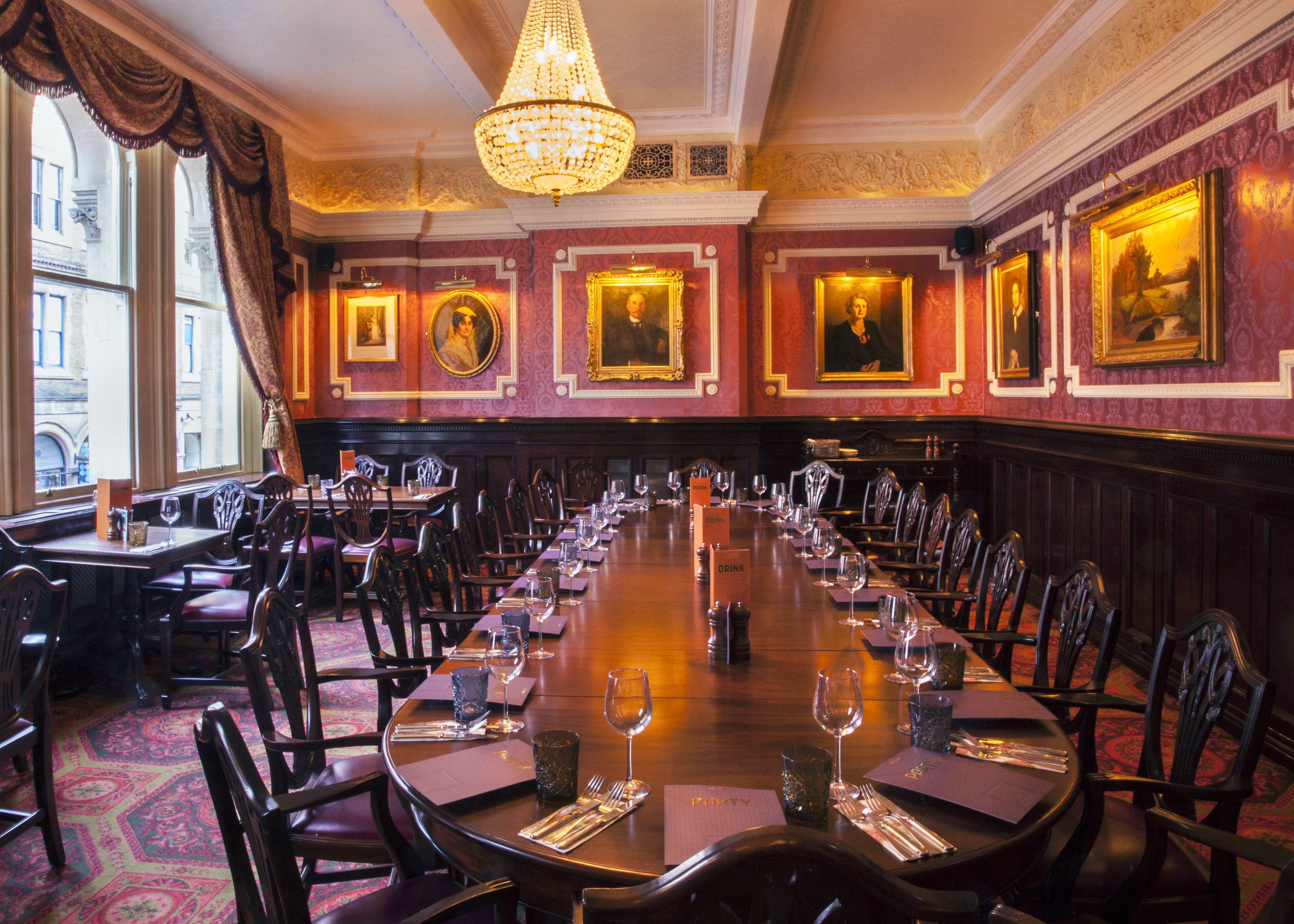 Victorian Lounge in Cosy Club Nottingham, elegant dining room for corporate events.