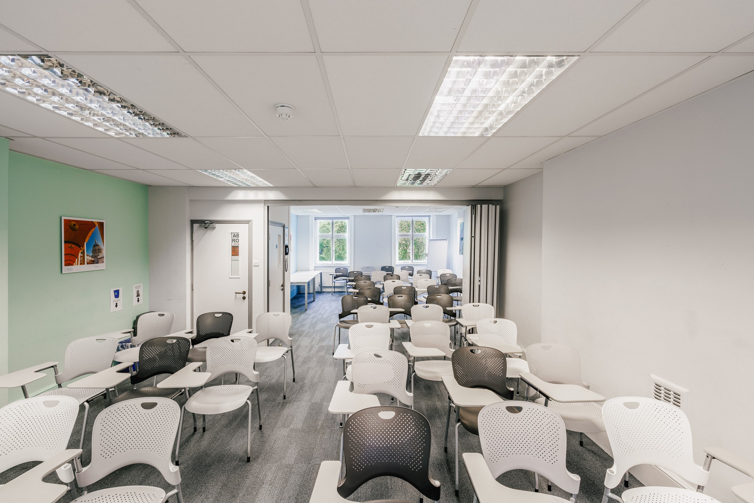 Versatile meeting space with modern chairs in CIEE Global Institute London for workshops.