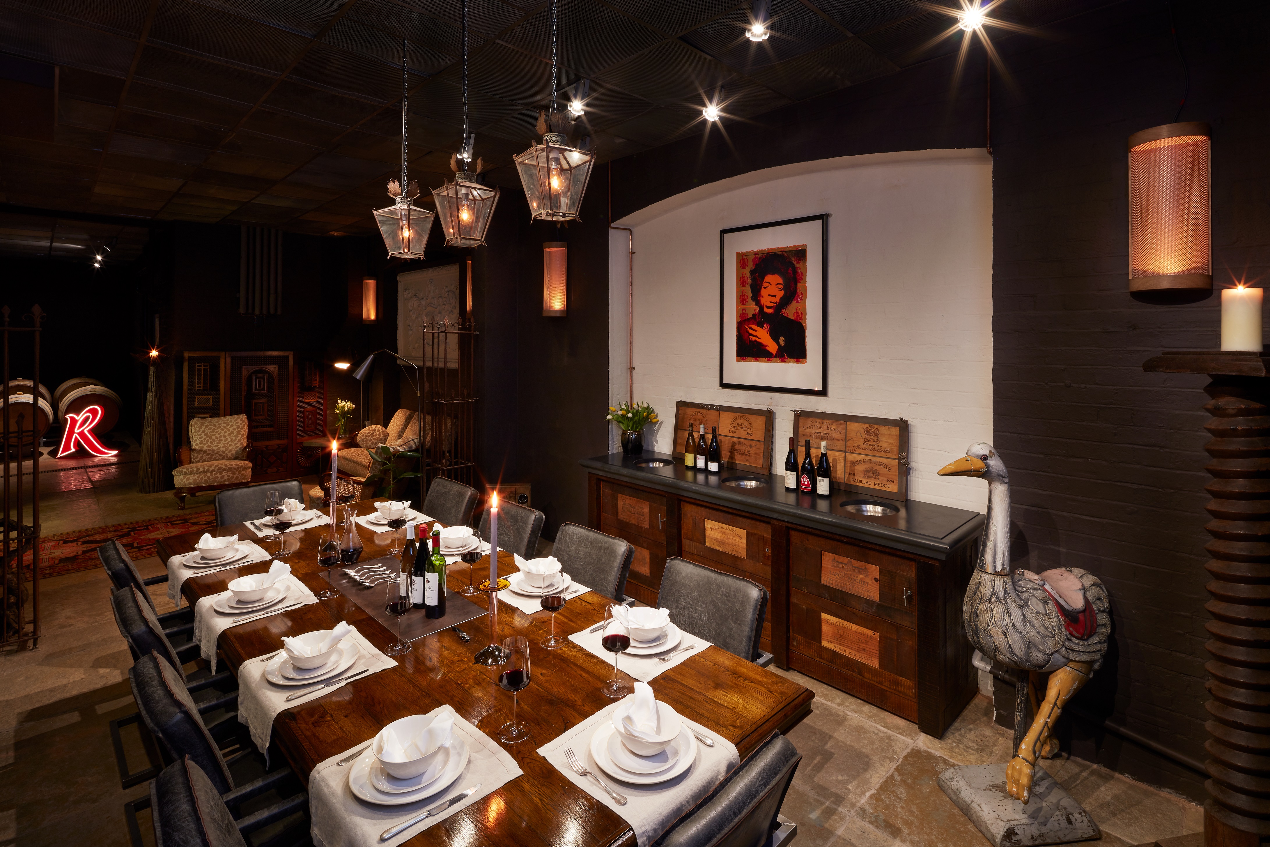 Sophisticated dining space at Cru Urban Winery, ideal for corporate dinners and events.