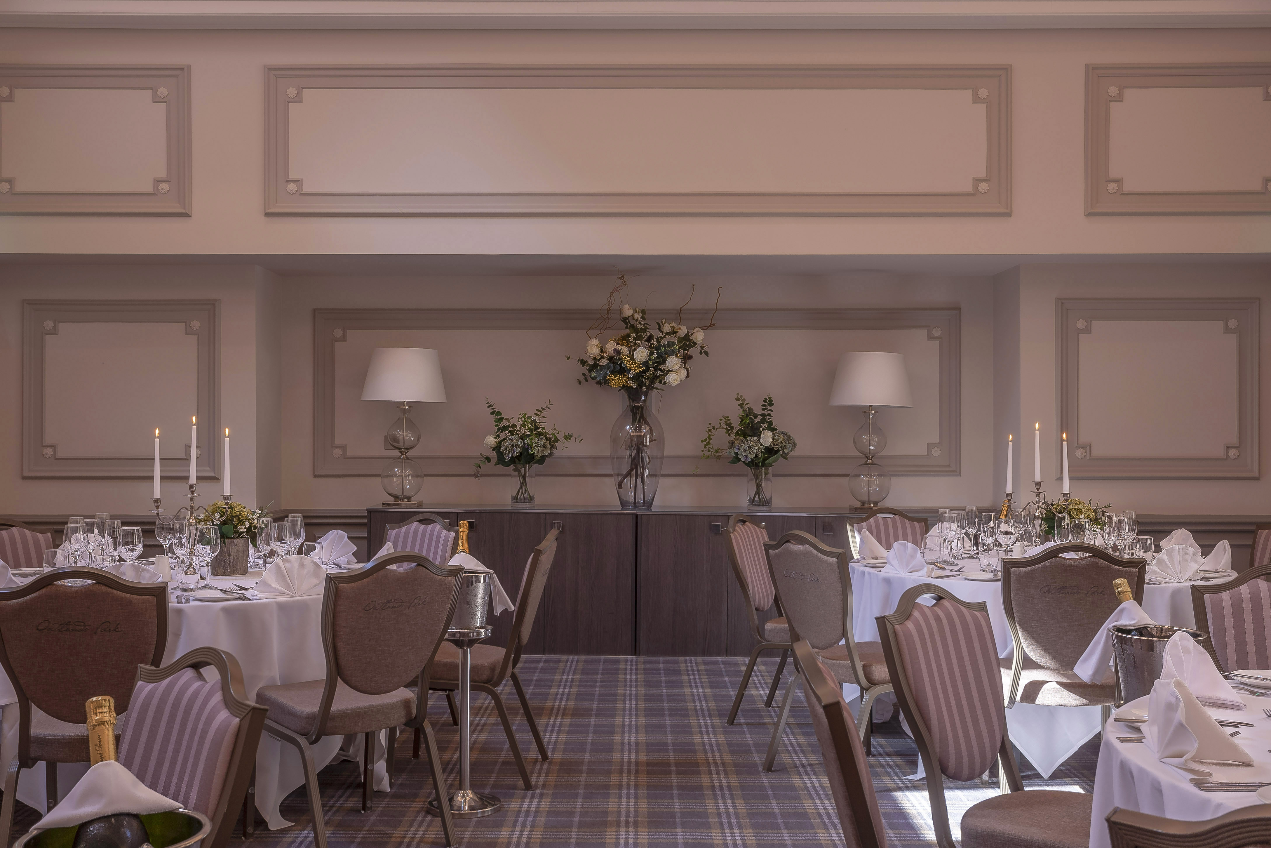 Elegant banquet room at Oatlands Park Hotel, ideal for weddings and corporate events.