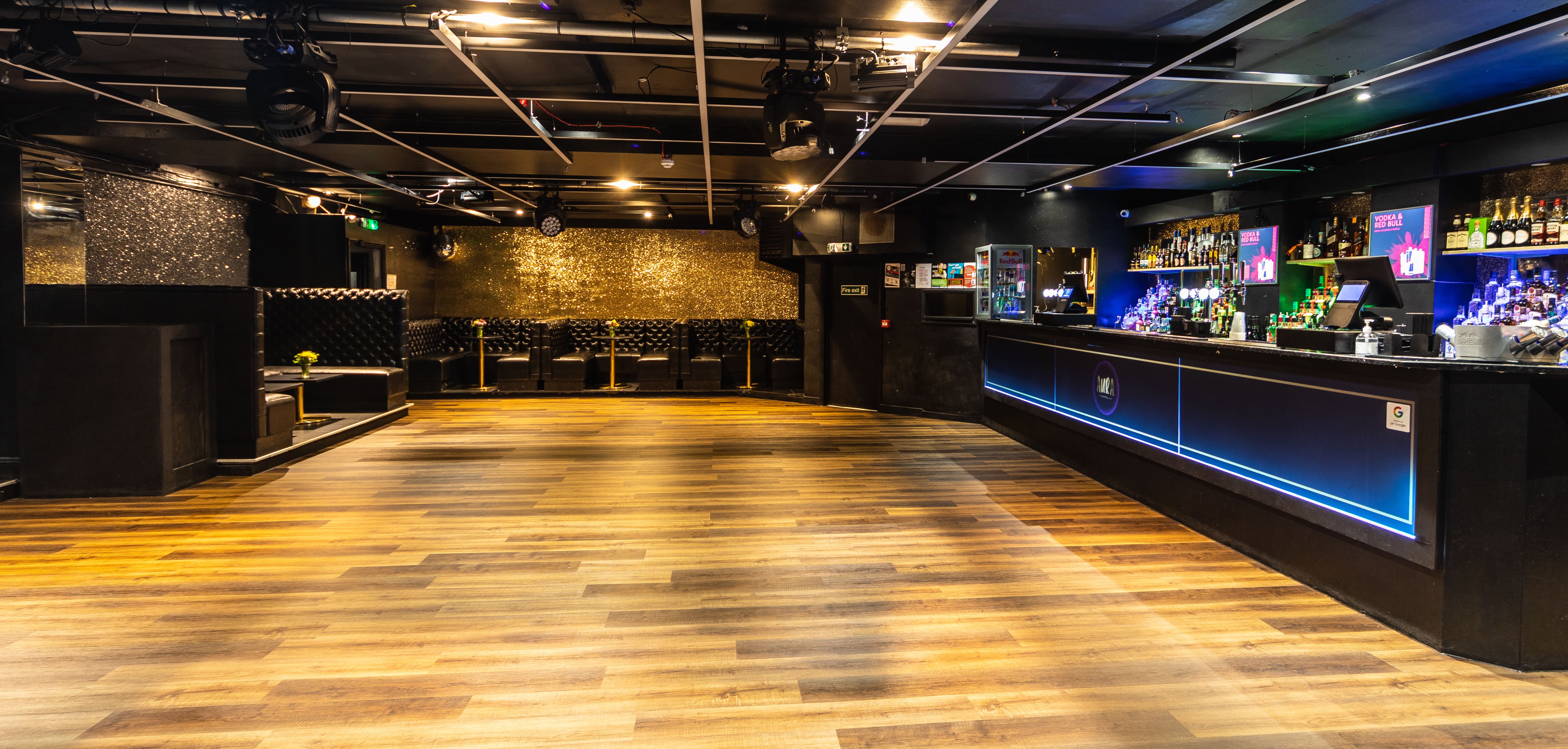 Main Room at Aura Tunbridge Wells: polished wood floor, ideal for corporate and social events.