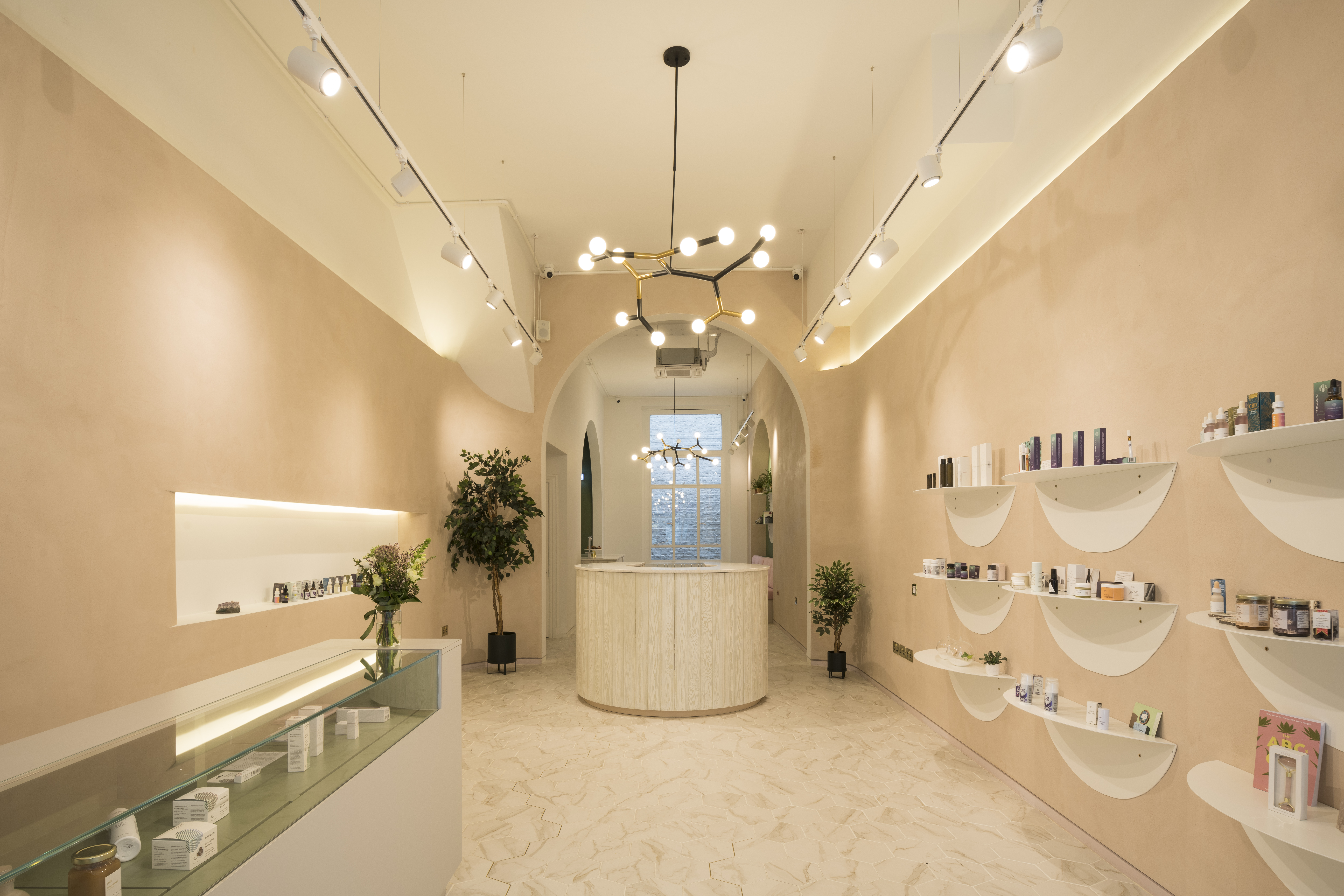 Sleek reception area at Molecule, ideal for intimate meetings and networking events.