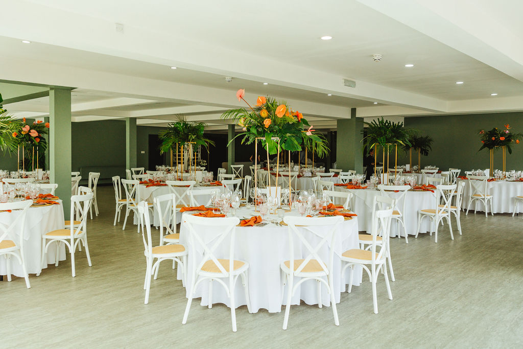 John Rylands Rooftop event space with elegant tables, ideal for weddings and corporate gatherings.