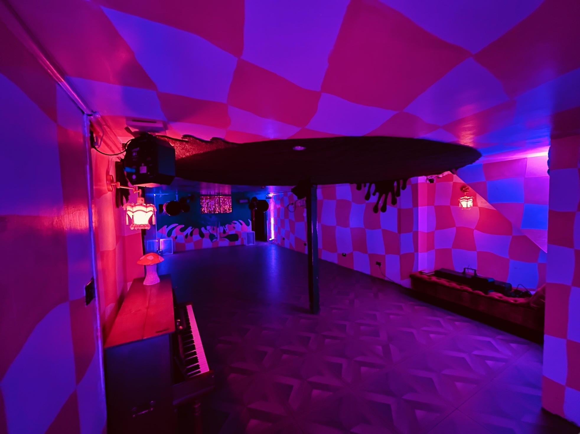 Vibrant Bonkers Bar event space with bold colors, perfect for themed gatherings.