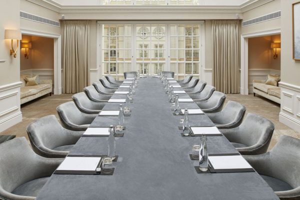 Tower Suite meeting room at The Landmark London with elegant table, ideal for corporate events.