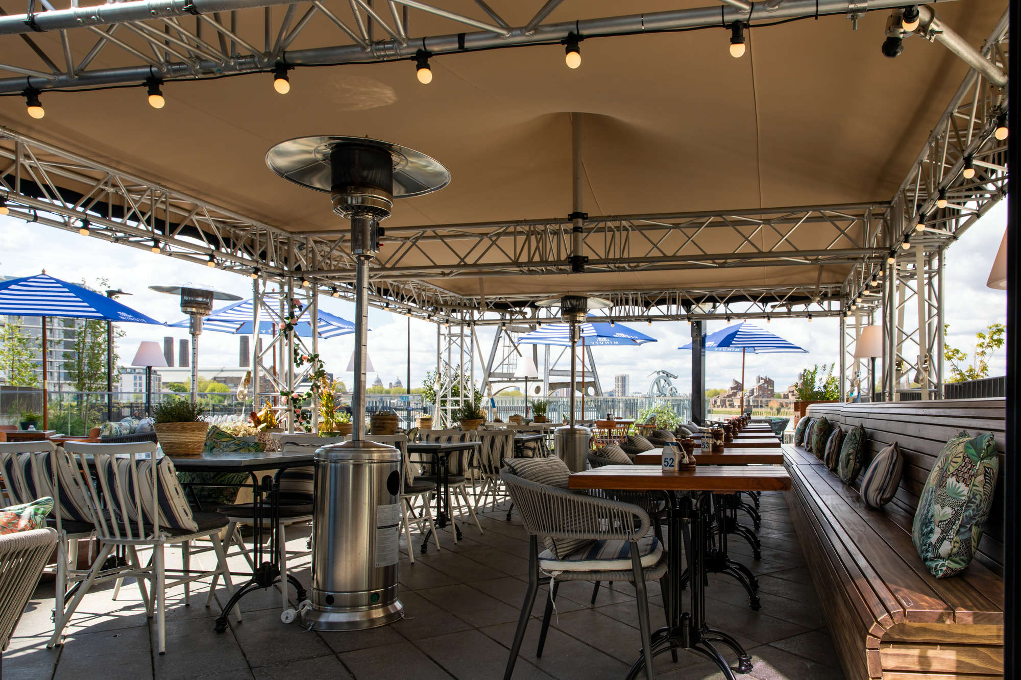 Stylish Roof Terrace at Enderby House for upscale events with scenic views.