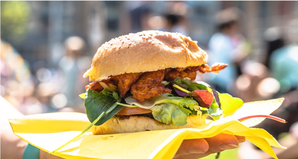 Vibrant sandwich centerpiece for outdoor events and catering options.