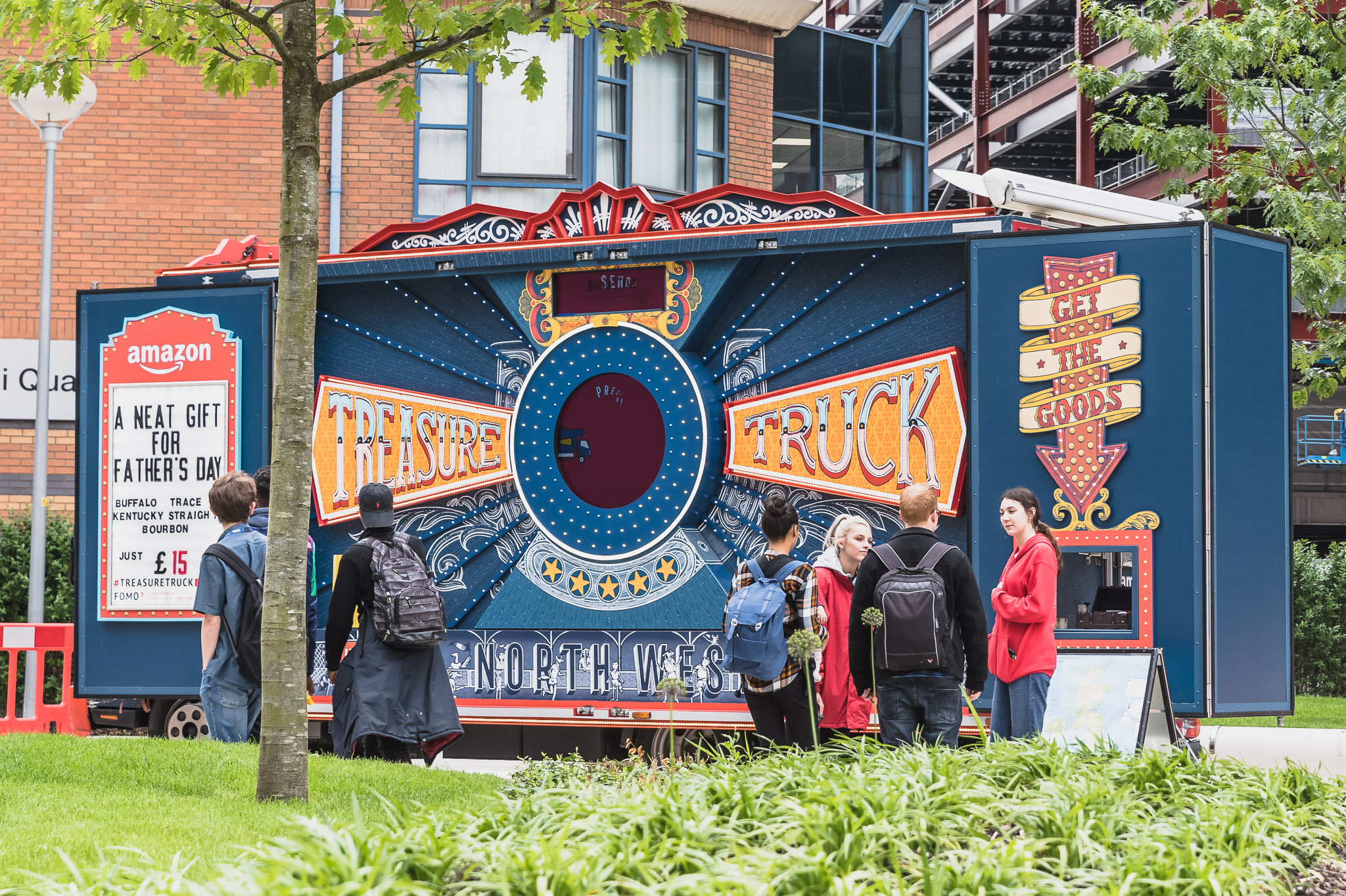 Vibrant promotional truck in Stanley Square for engaging marketing events.