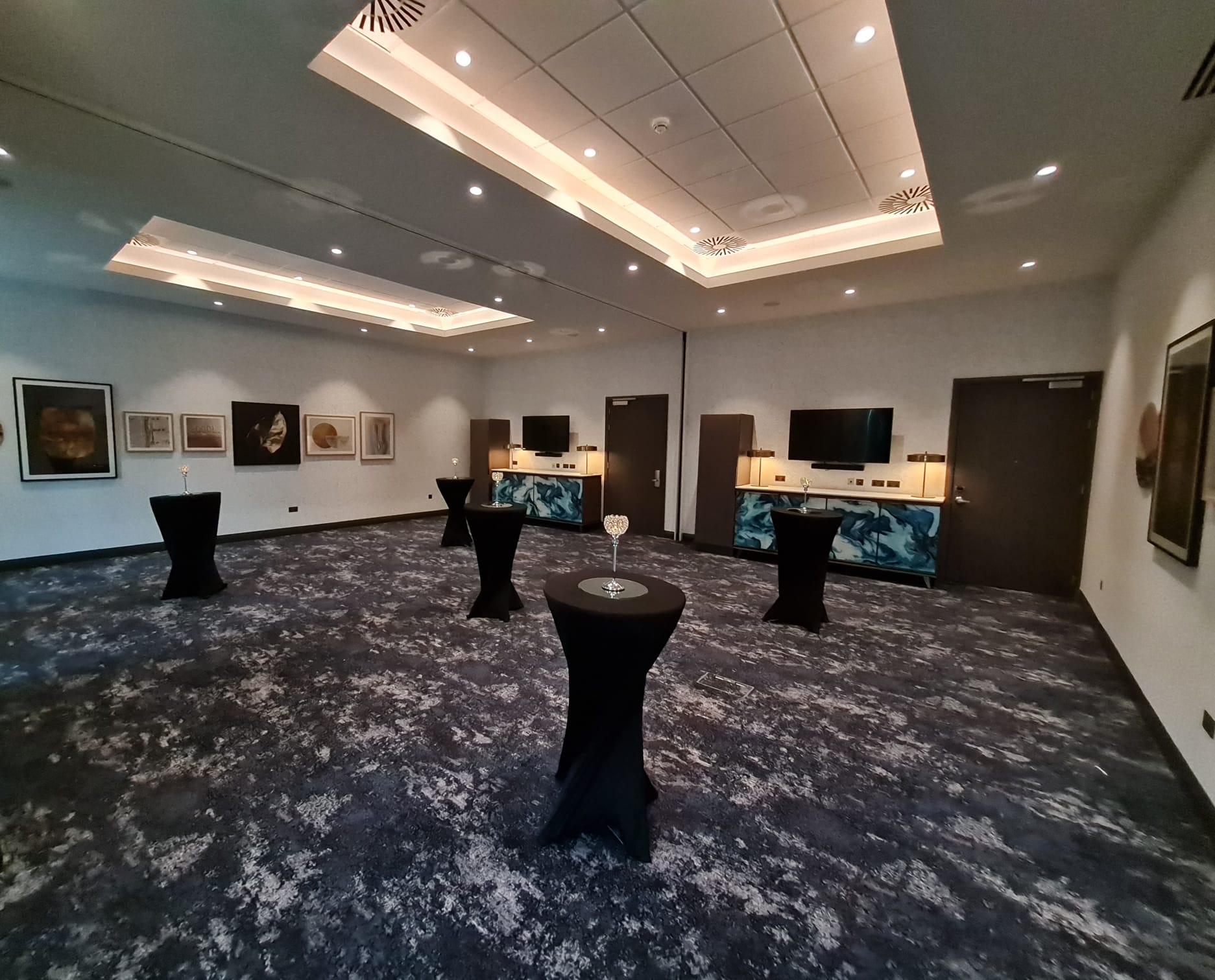 Bucksburn Suite at Hilton Aberdeen TECA, elegant cocktail space for networking events.