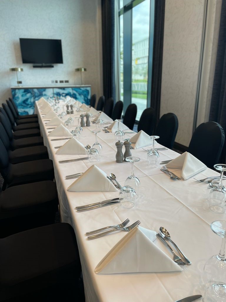 Stoneywood Suite dining table at Hilton Aberdeen TECA, perfect for corporate events.