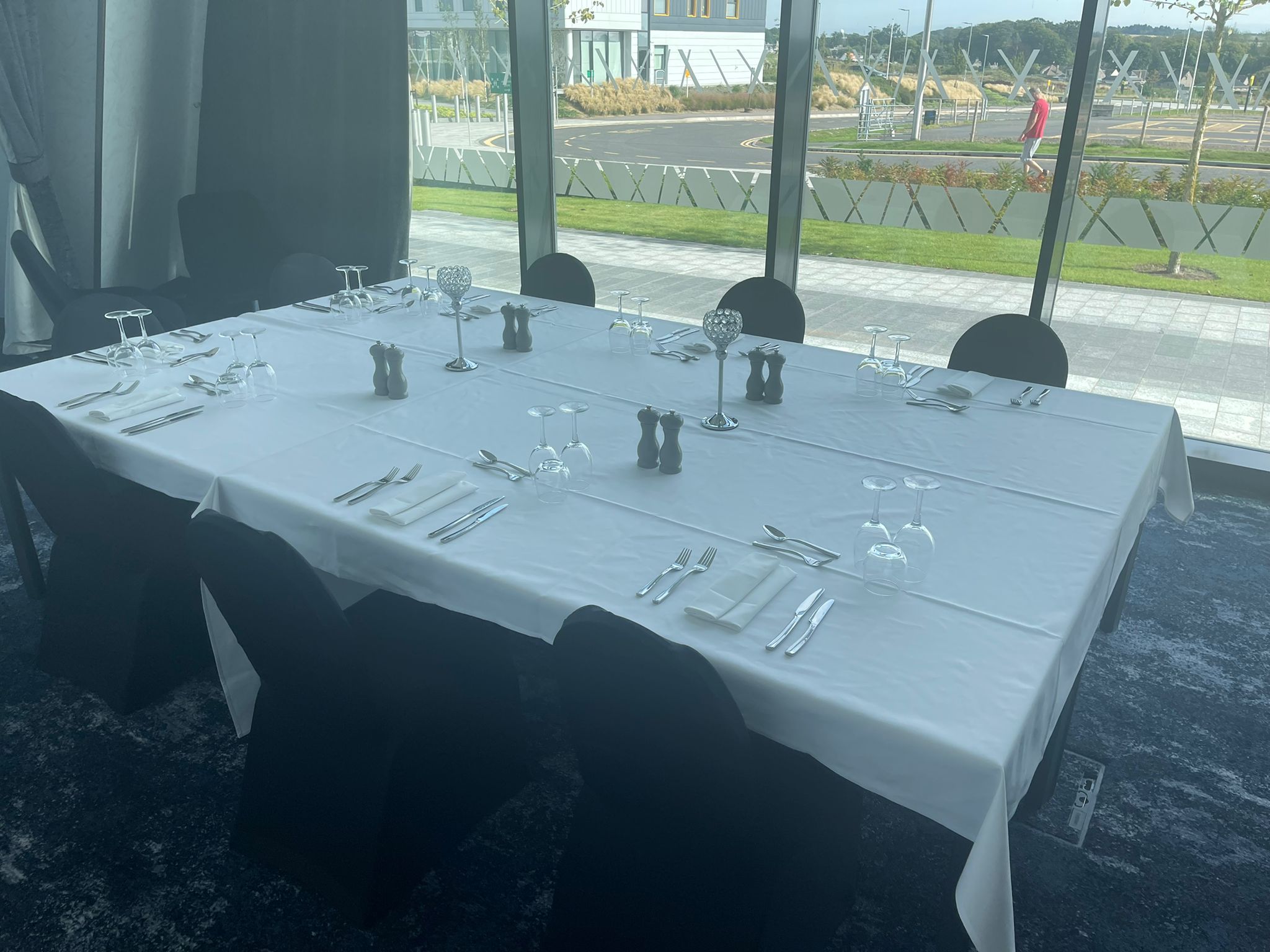 Kirkhill Suite dining setup at Hilton Aberdeen TECA for formal meetings and events.