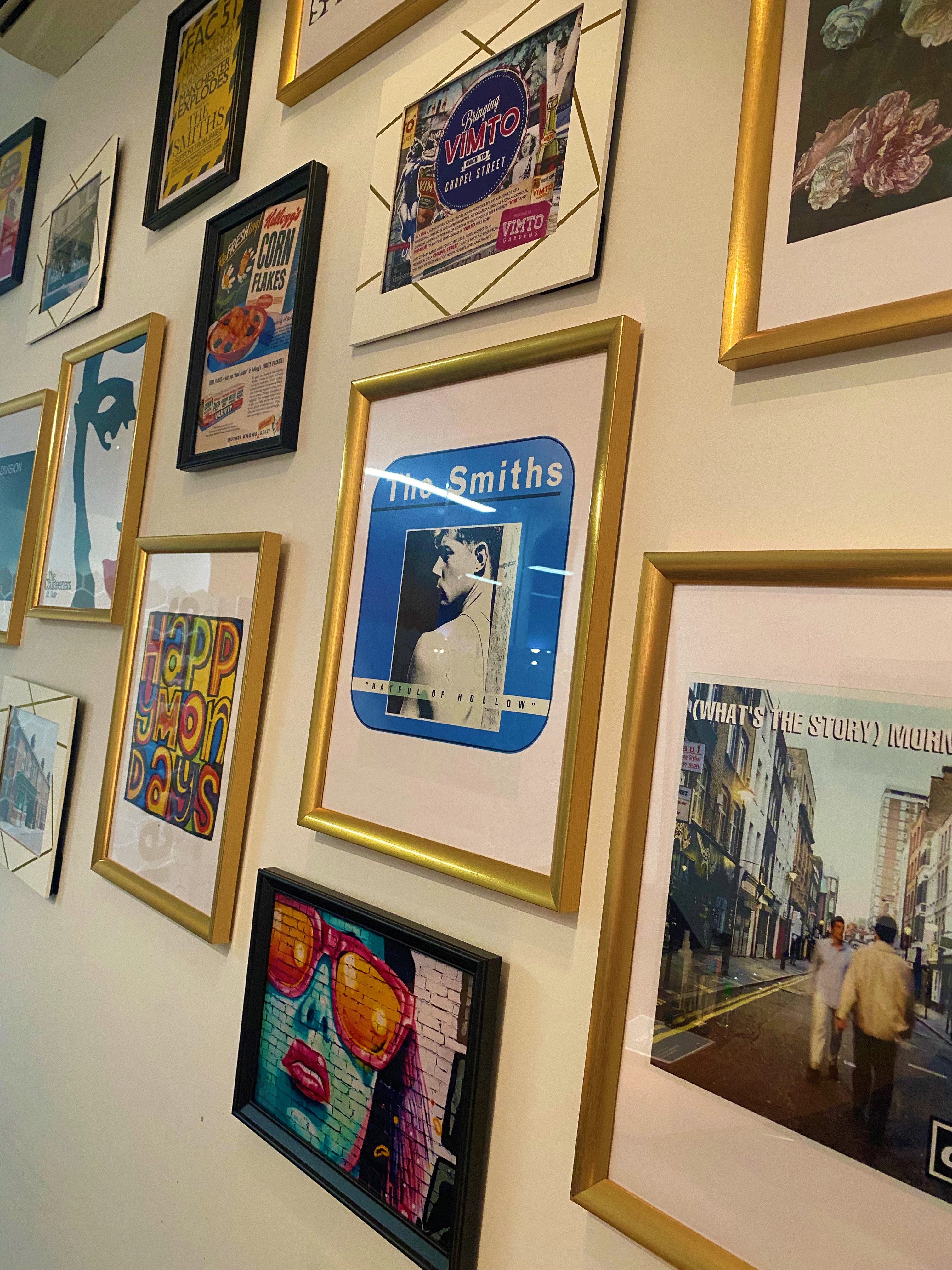 Vibrant gallery wall at Rylands, ideal for creative meetings and events.
