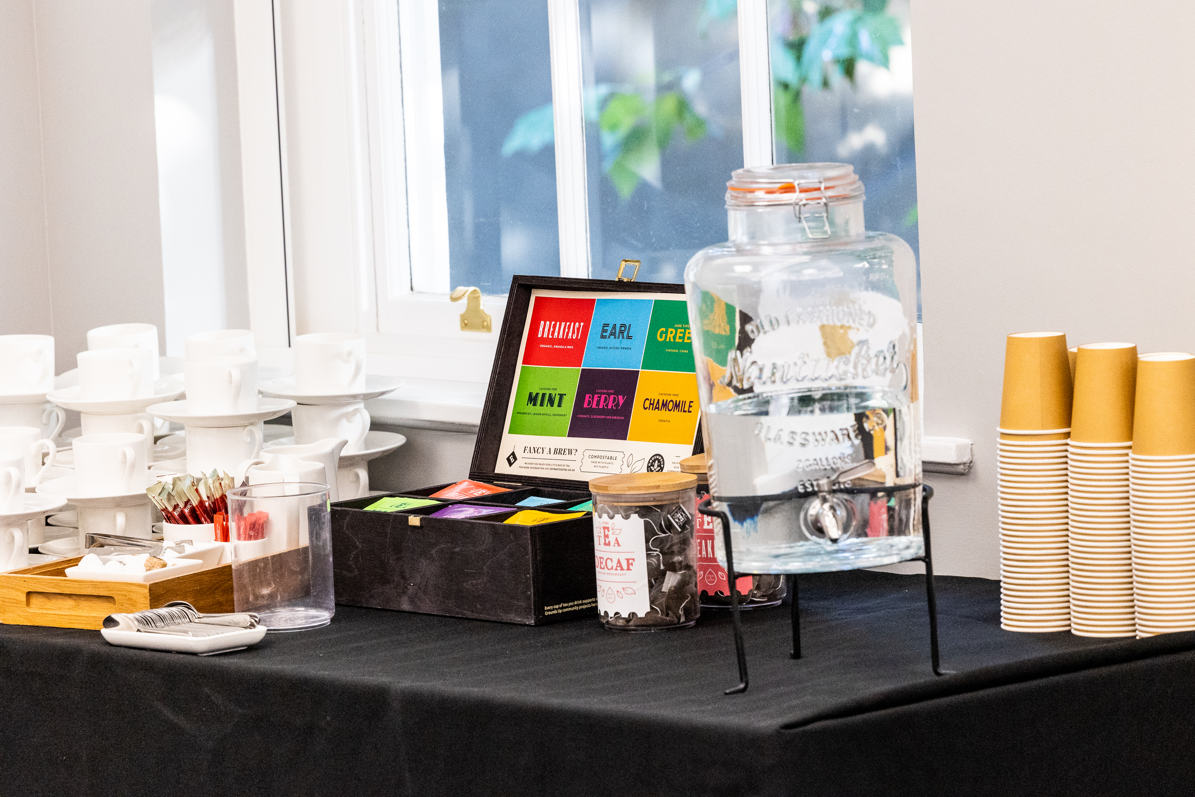 Third Floor Meeting space with stylish refreshment station for events and meetings.