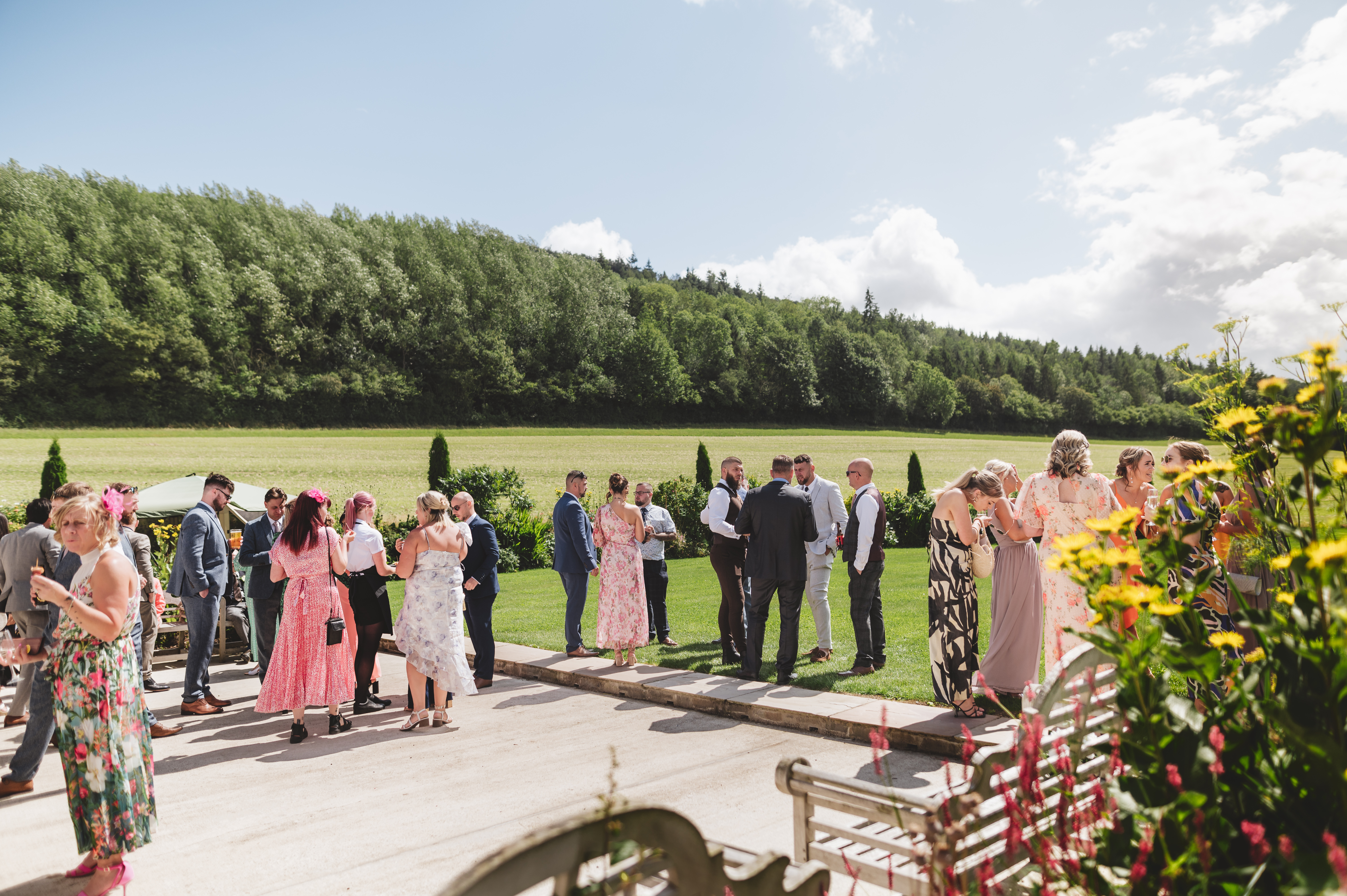 Eaton Manor Events Centre outdoor wedding with lush greenery and vibrant atmosphere.