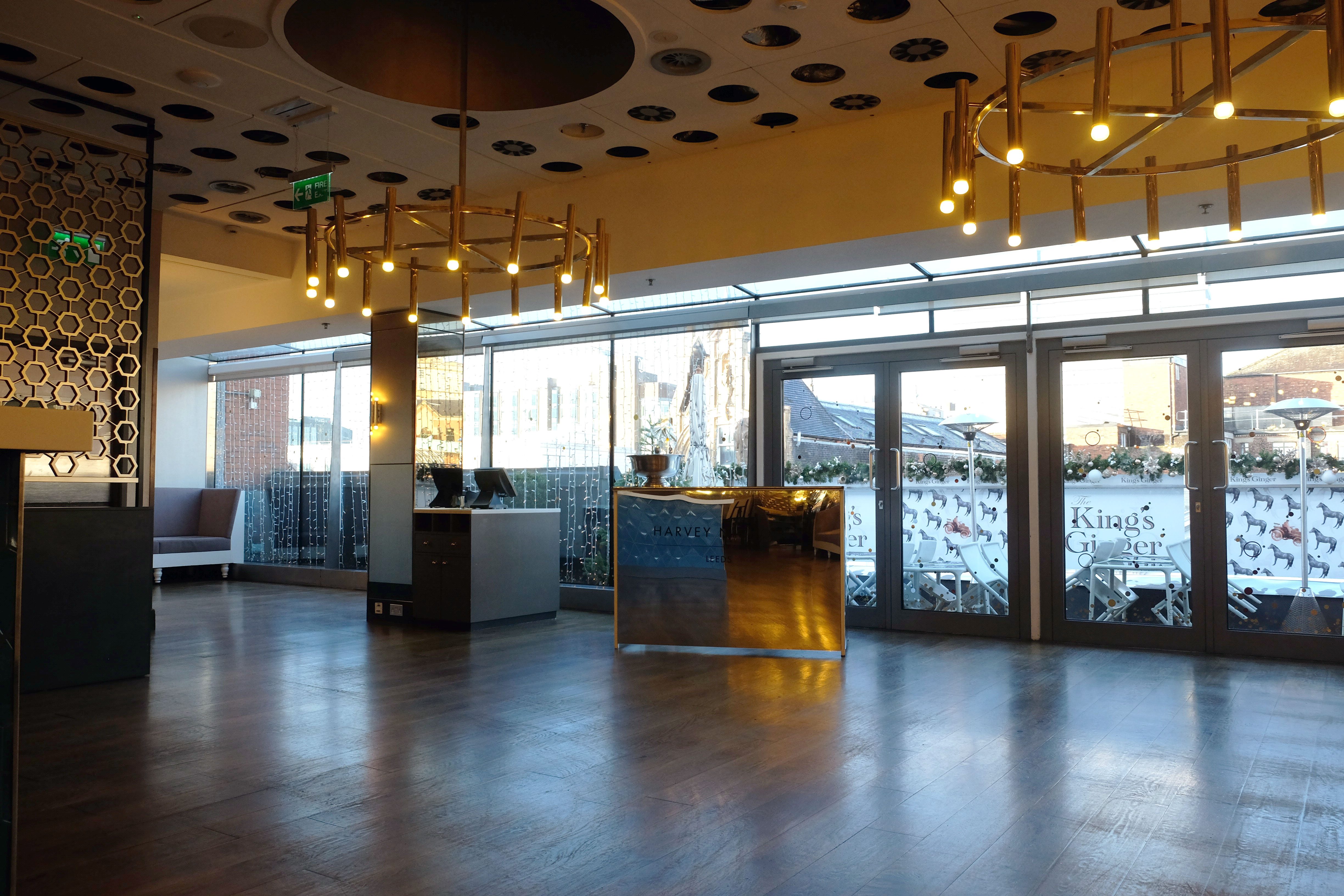 Modern event space at Fourth Floor Brasserie, Leeds with natural light for corporate meetings.