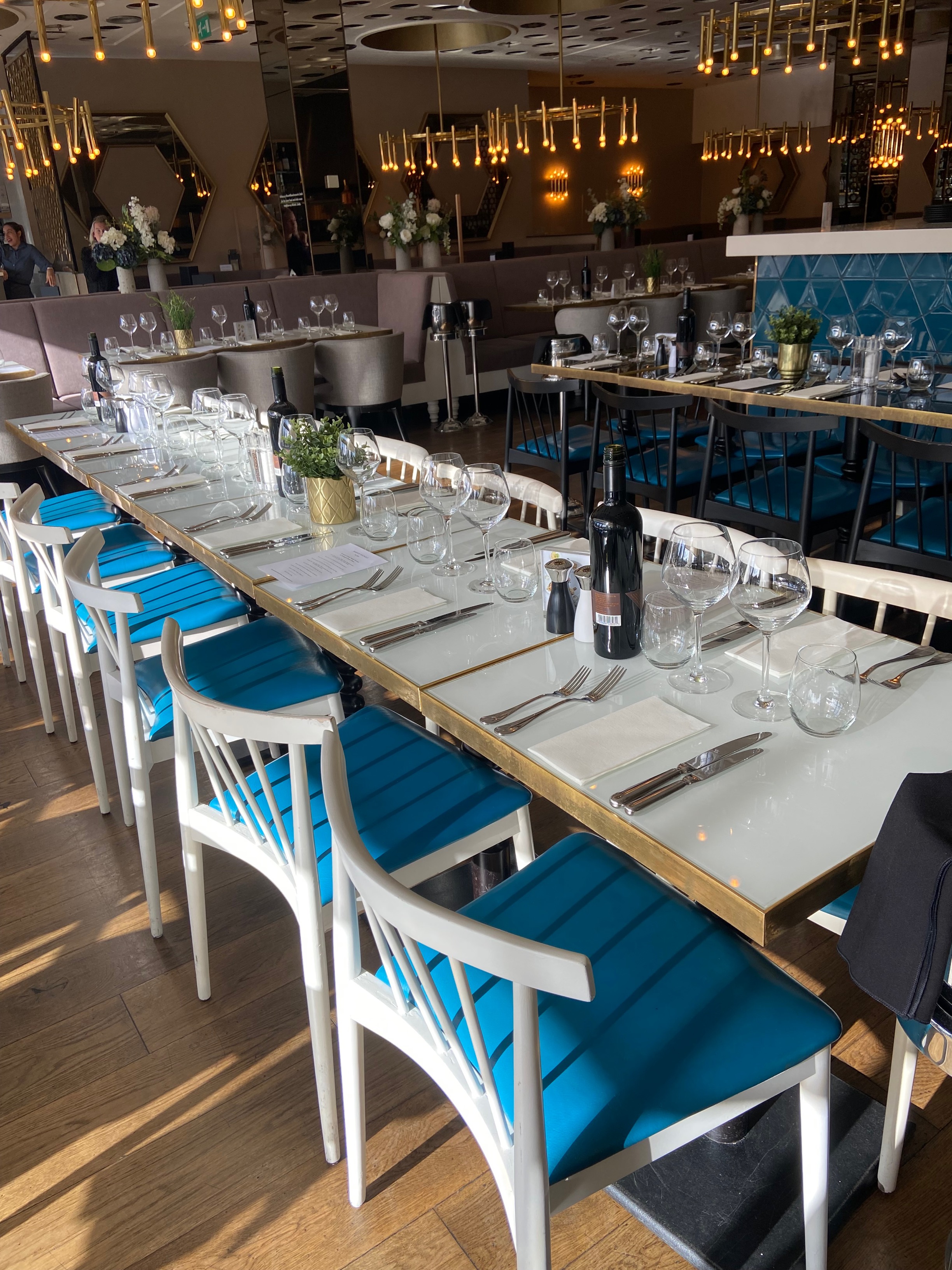 Elegant dining table at Fourth Floor Brasserie, perfect for corporate events and gatherings.