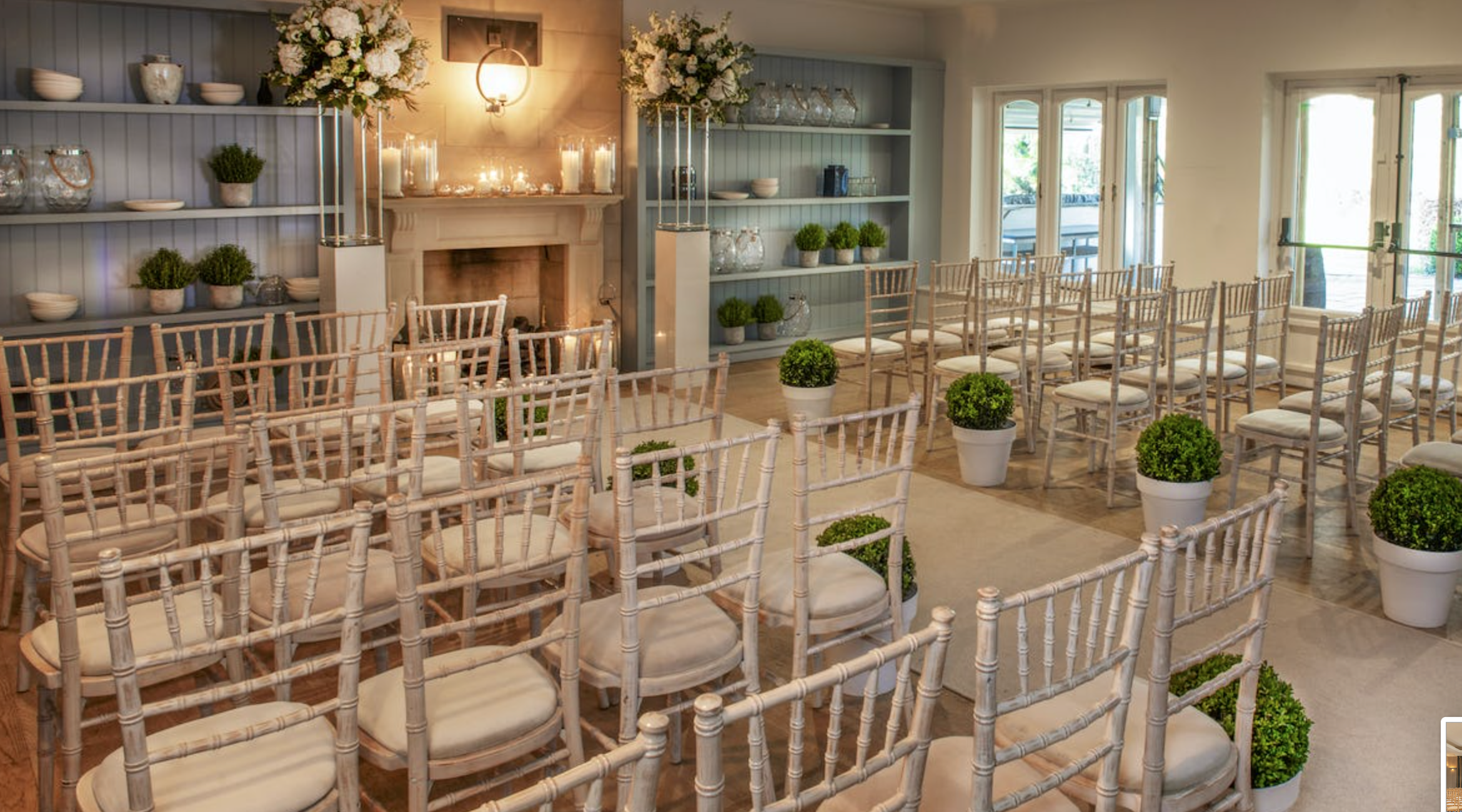 Hambledon suite at Solent Hotel: elegant event space with chiavari chairs for intimate gatherings.