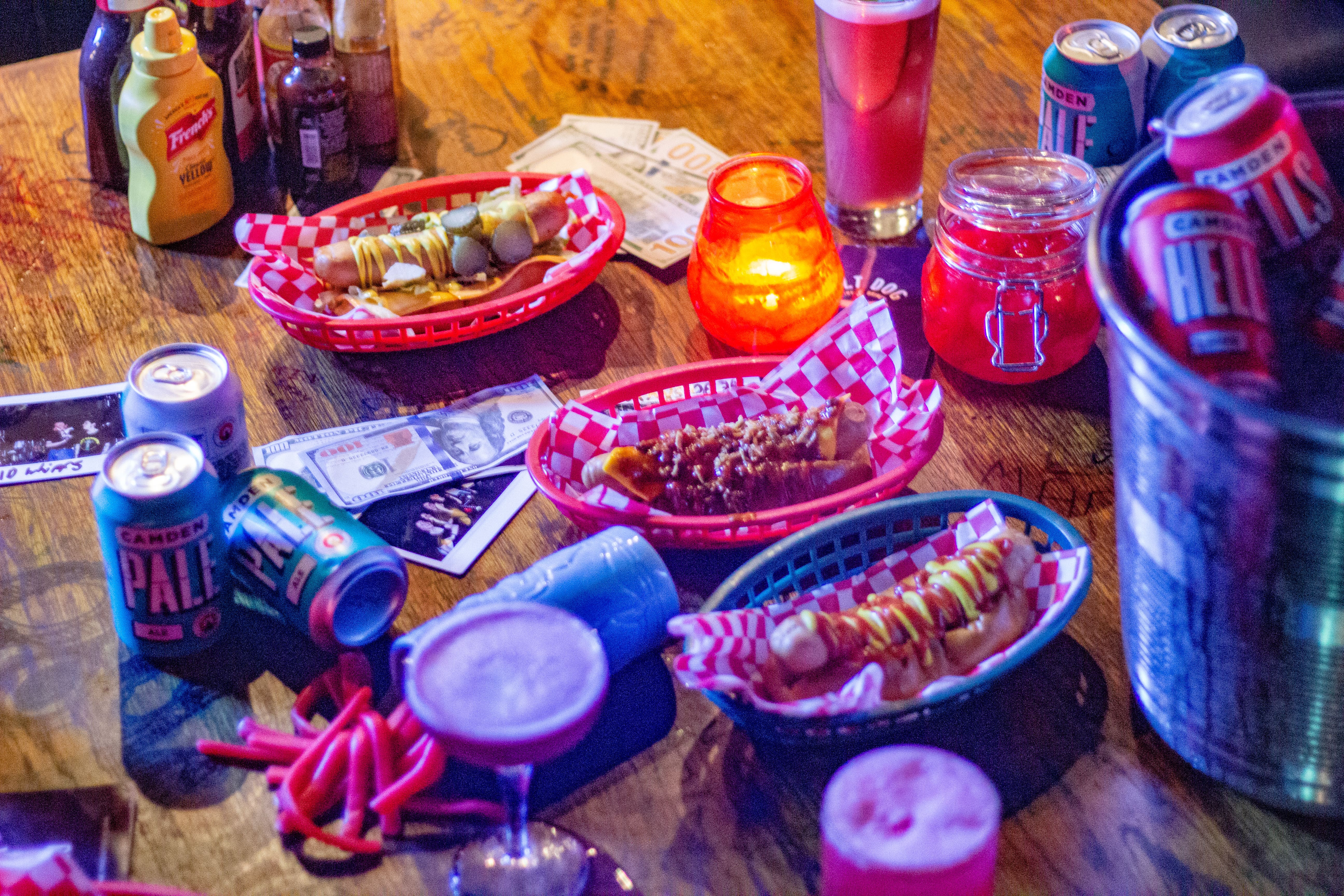 Vibrant dining setup at Salt Dog Slims, perfect for networking and social gatherings.