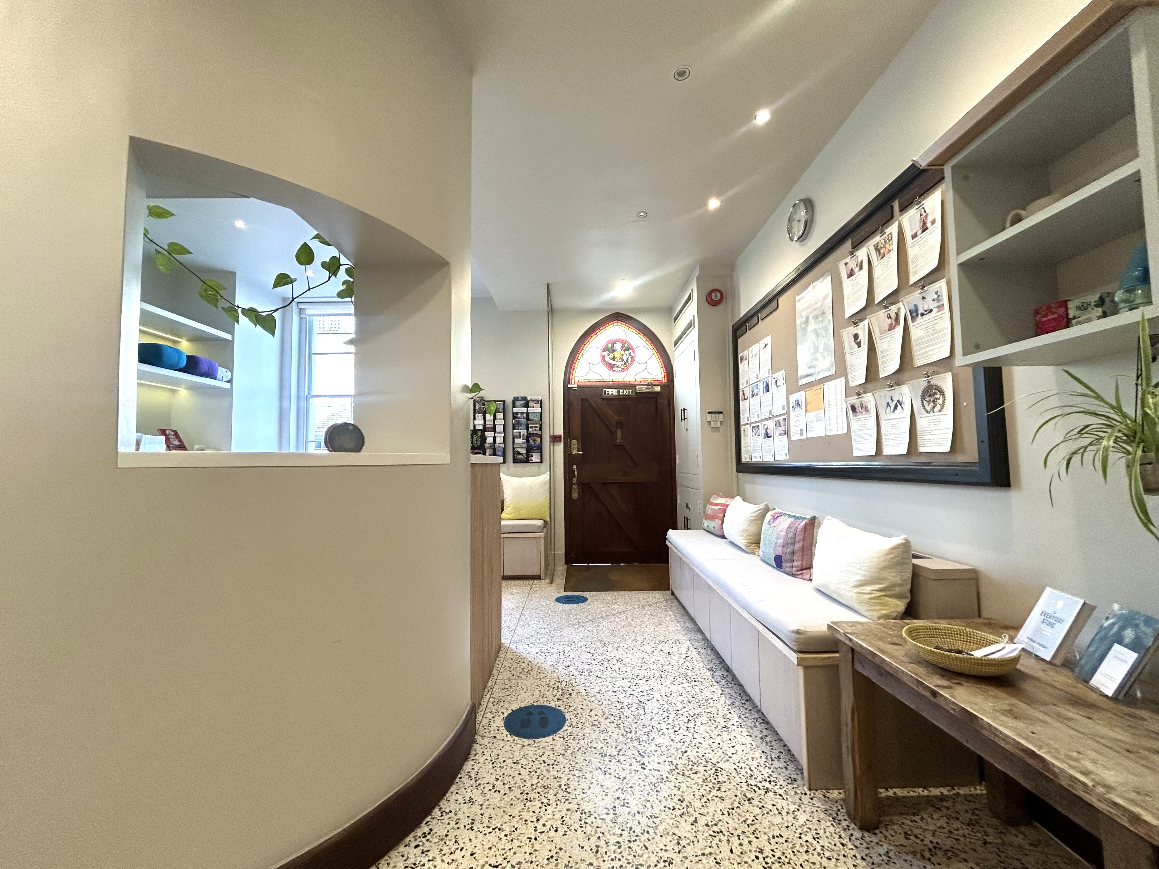 Welcoming lobby of Ground Floor Studio with seating for meetings and events.