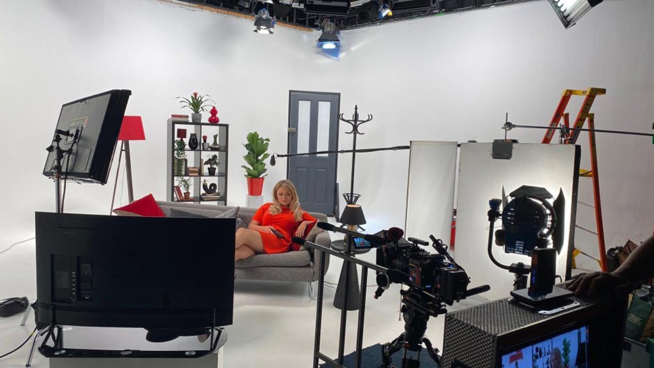 Broadley Studio setup with professional lighting for virtual events and meetings.