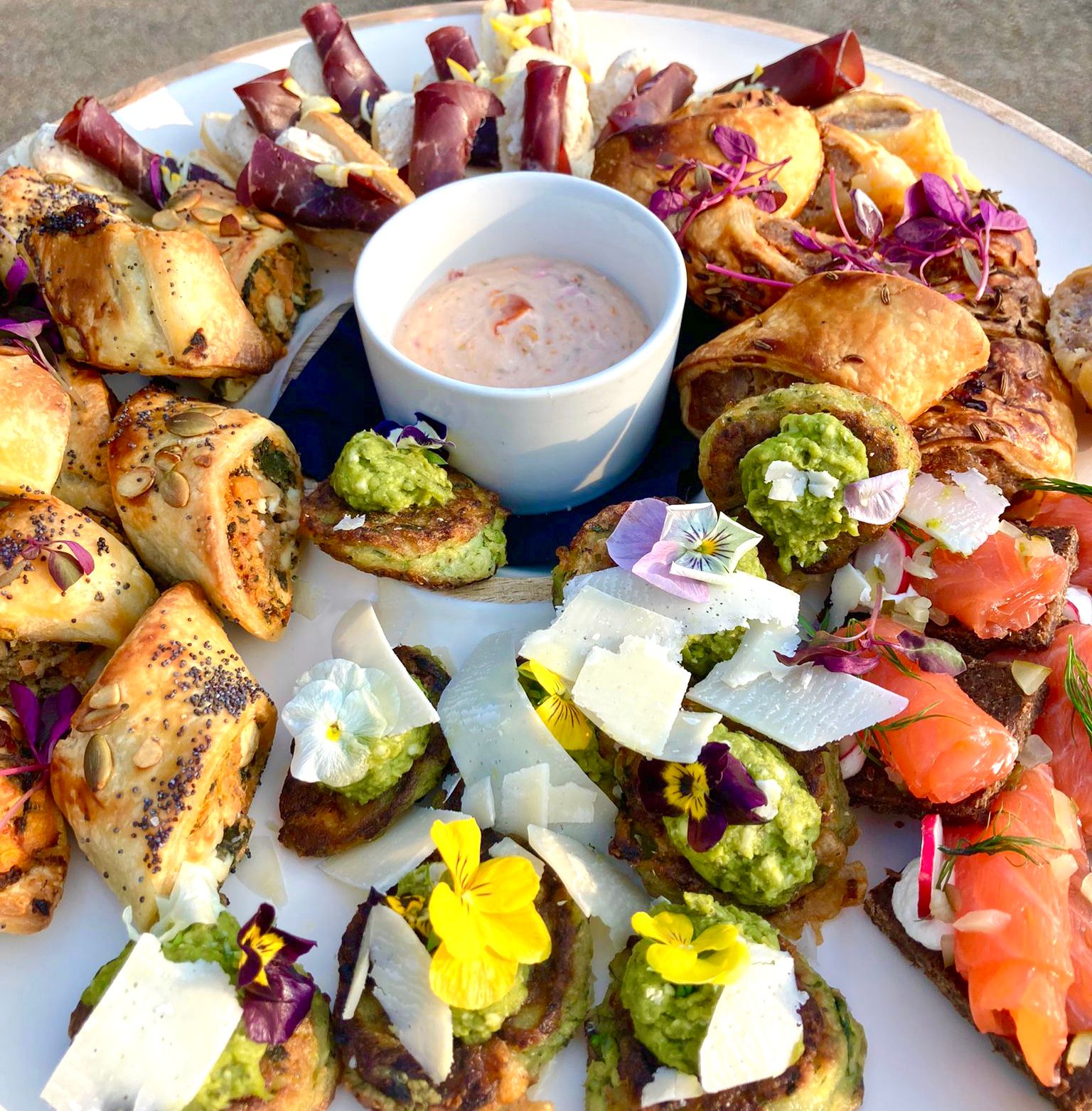Gourmet appetizer platter at The Skylark Cafe for events and catering.