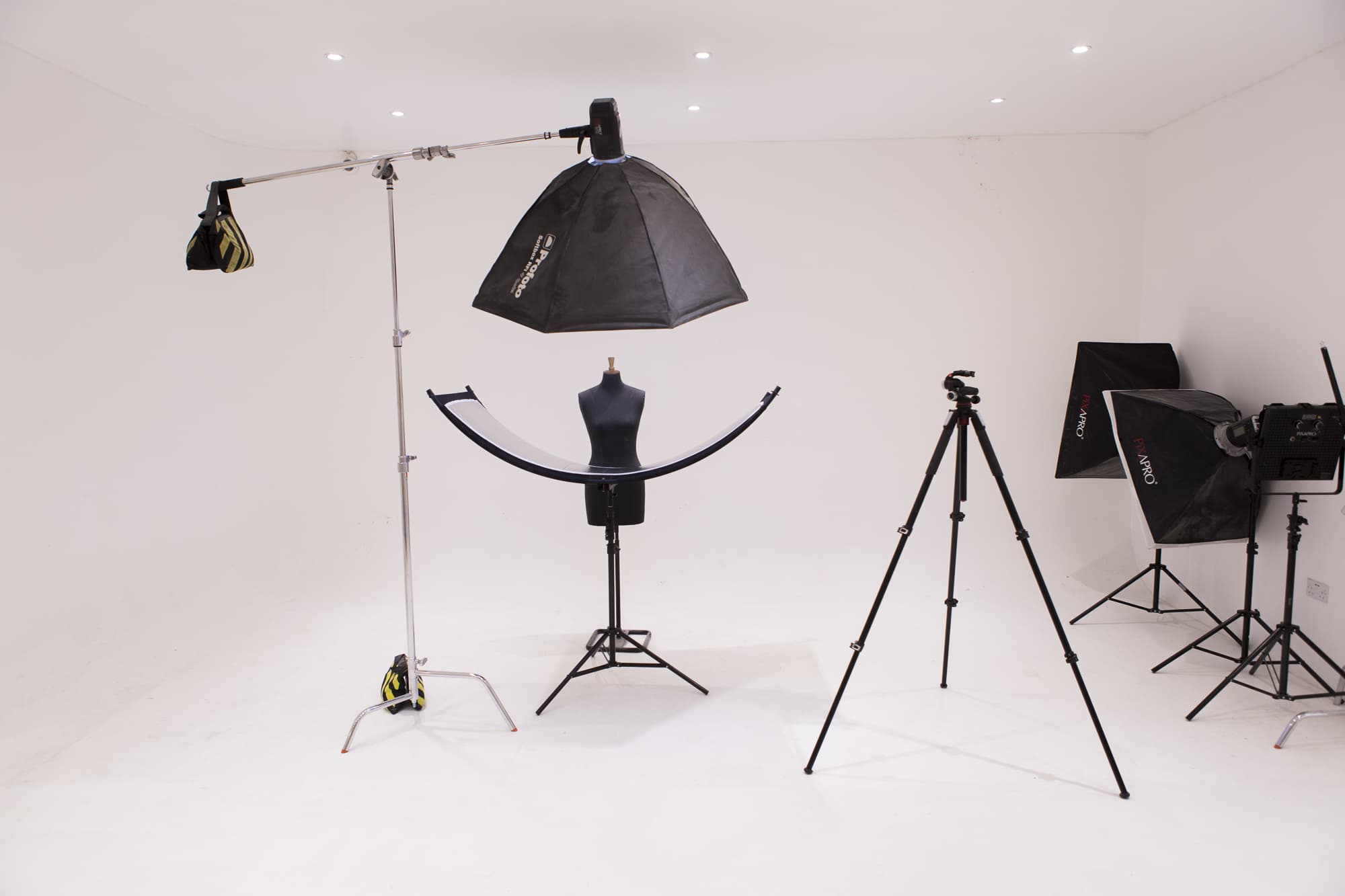 Photography studio setup with lighting for high-quality event visuals and promotions.