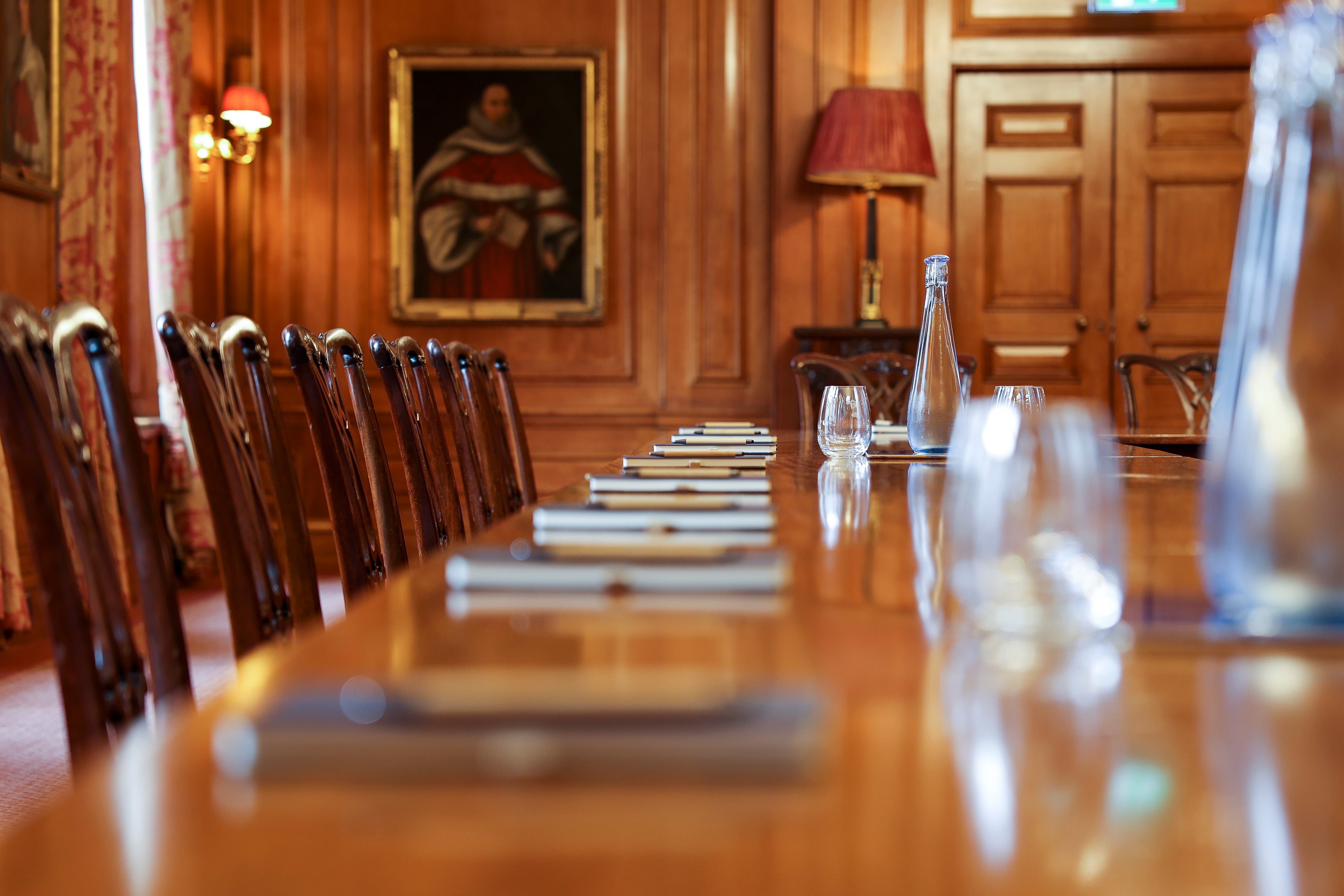 Parliament Chamber, Inner Temple: Wood-paneled executive boardroom for meetings and private dining.
