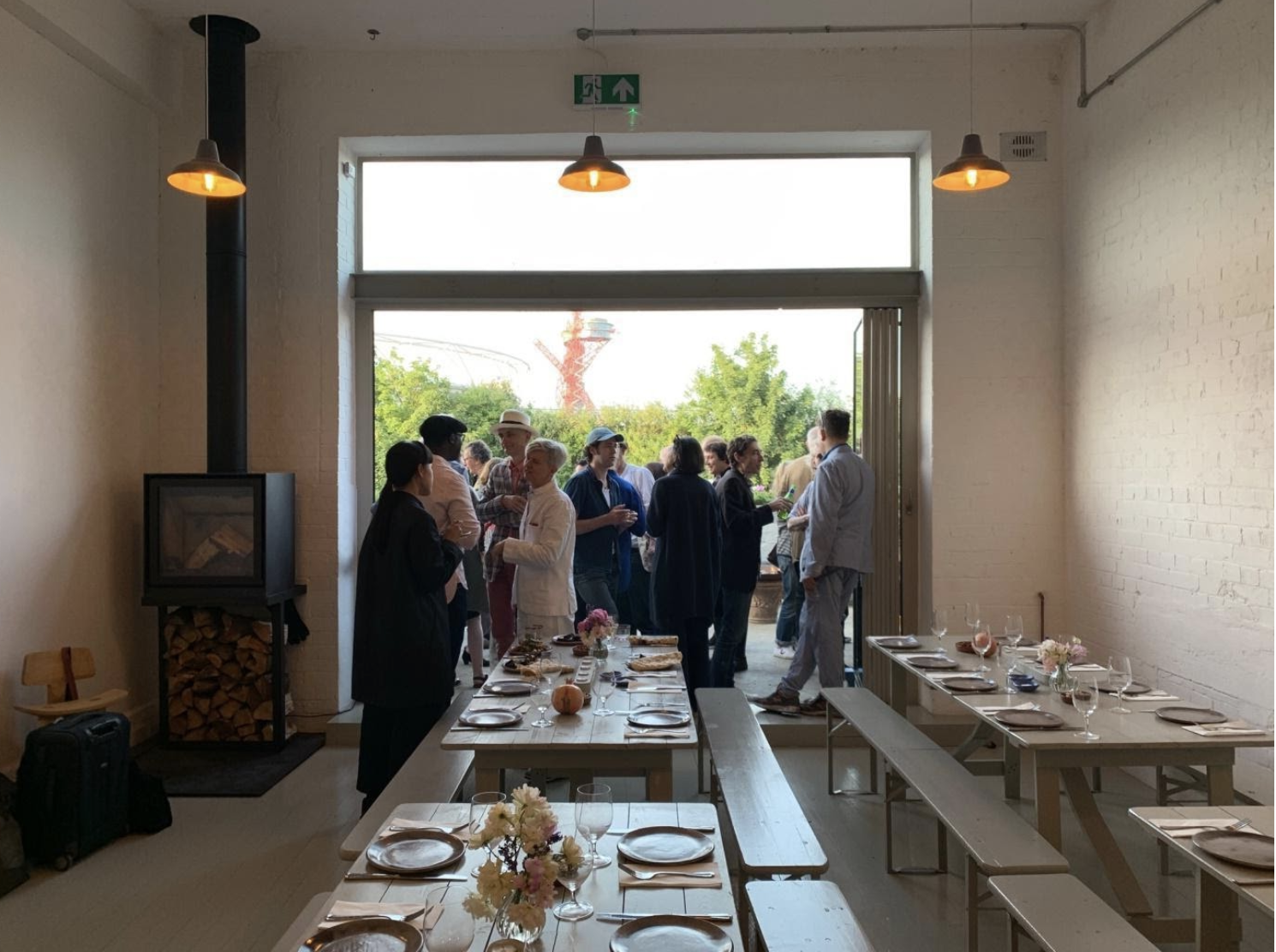 Stylish autumn event space with elegant table setup for gatherings and meetings