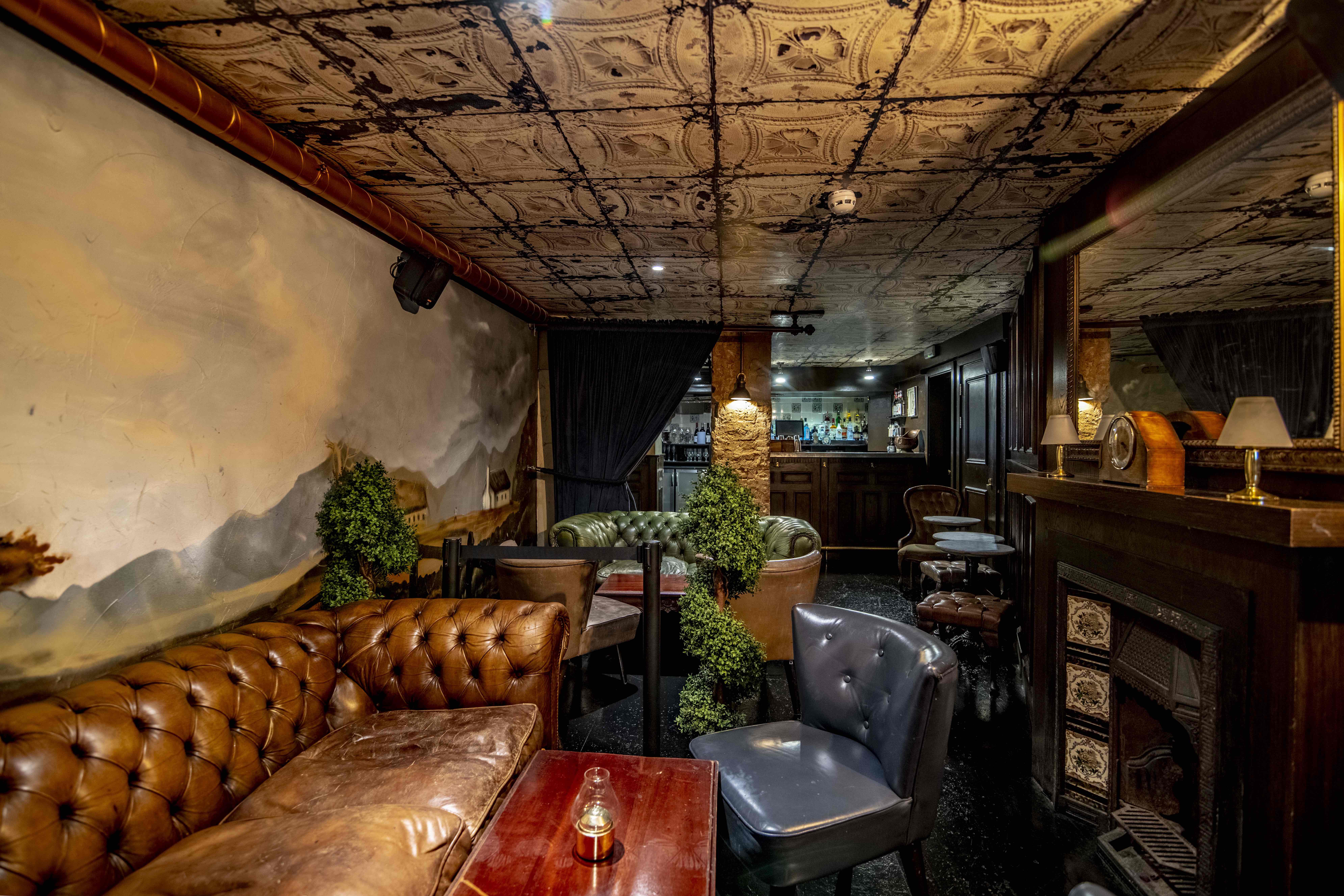 Cozy vintage lounge in The Goat Chelsea, perfect for intimate gatherings and events.