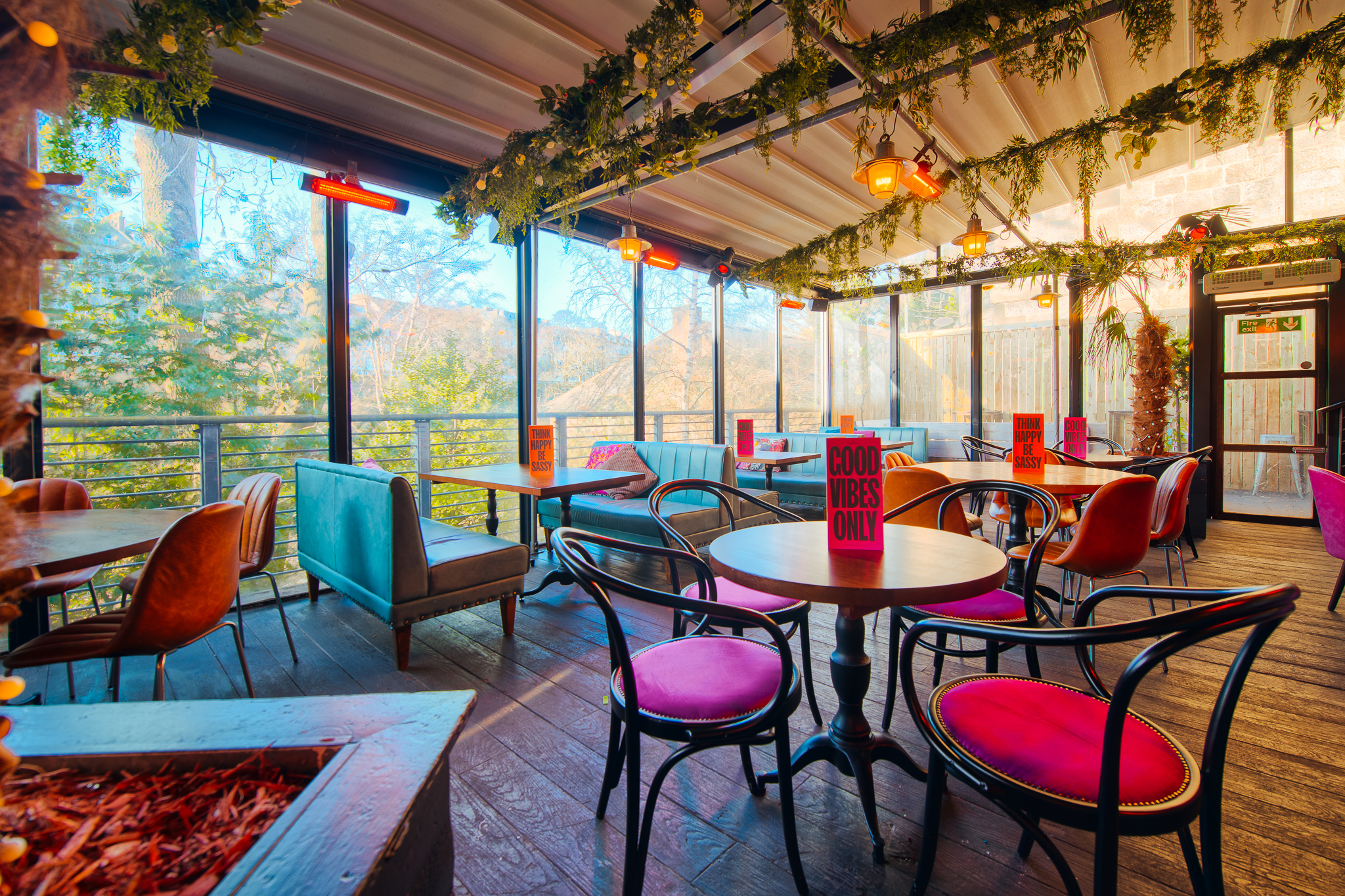 Stylish event space at The Terrace, Revolution Aberdeen, ideal for networking and receptions.