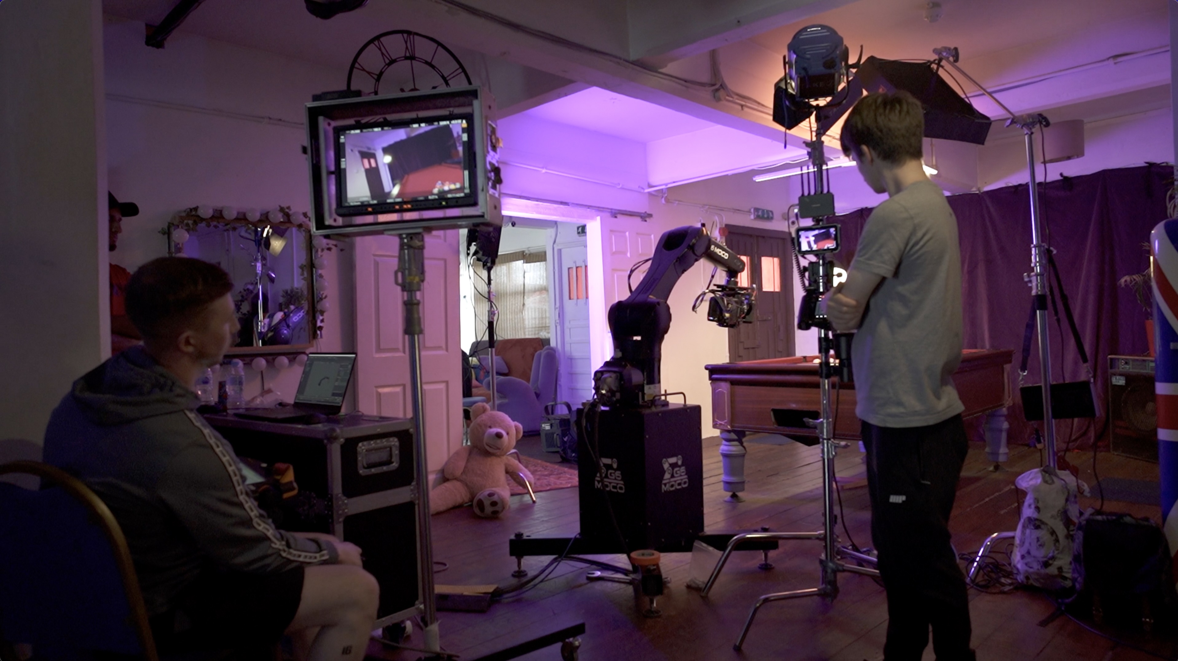 4th Floor Studios event setup with robotic camera arm for innovative hybrid presentations.