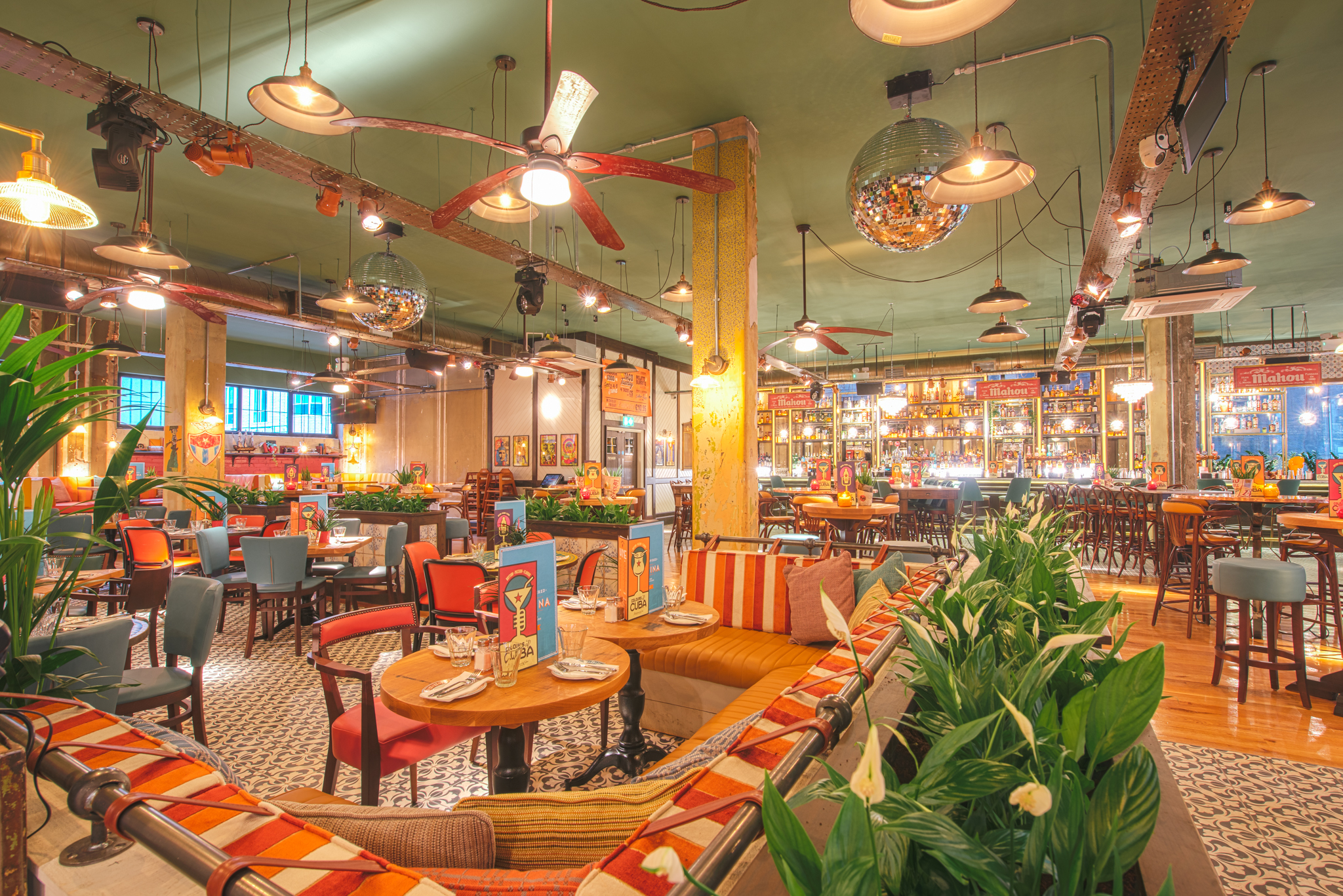 Vibrant restaurant interior in Revolucion de Cuba Glasgow, ideal for events and gatherings.