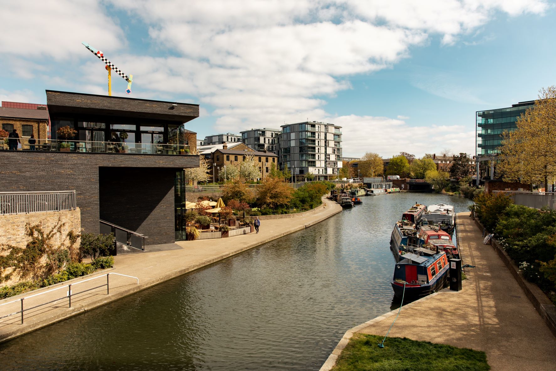 Modern waterfront venue for outdoor events at The Lighterman, ideal for gatherings.