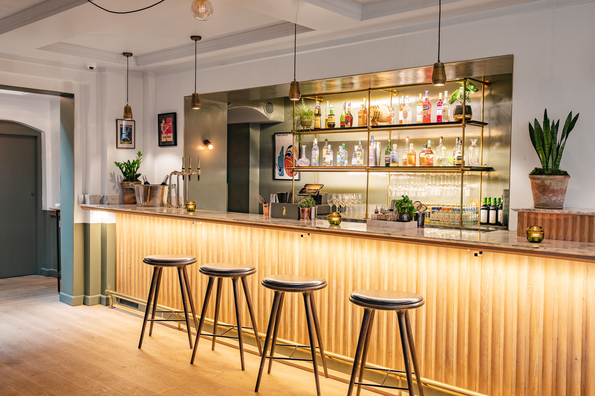 Stylish bar area in The Garden Room, ideal for networking events and cocktail receptions.