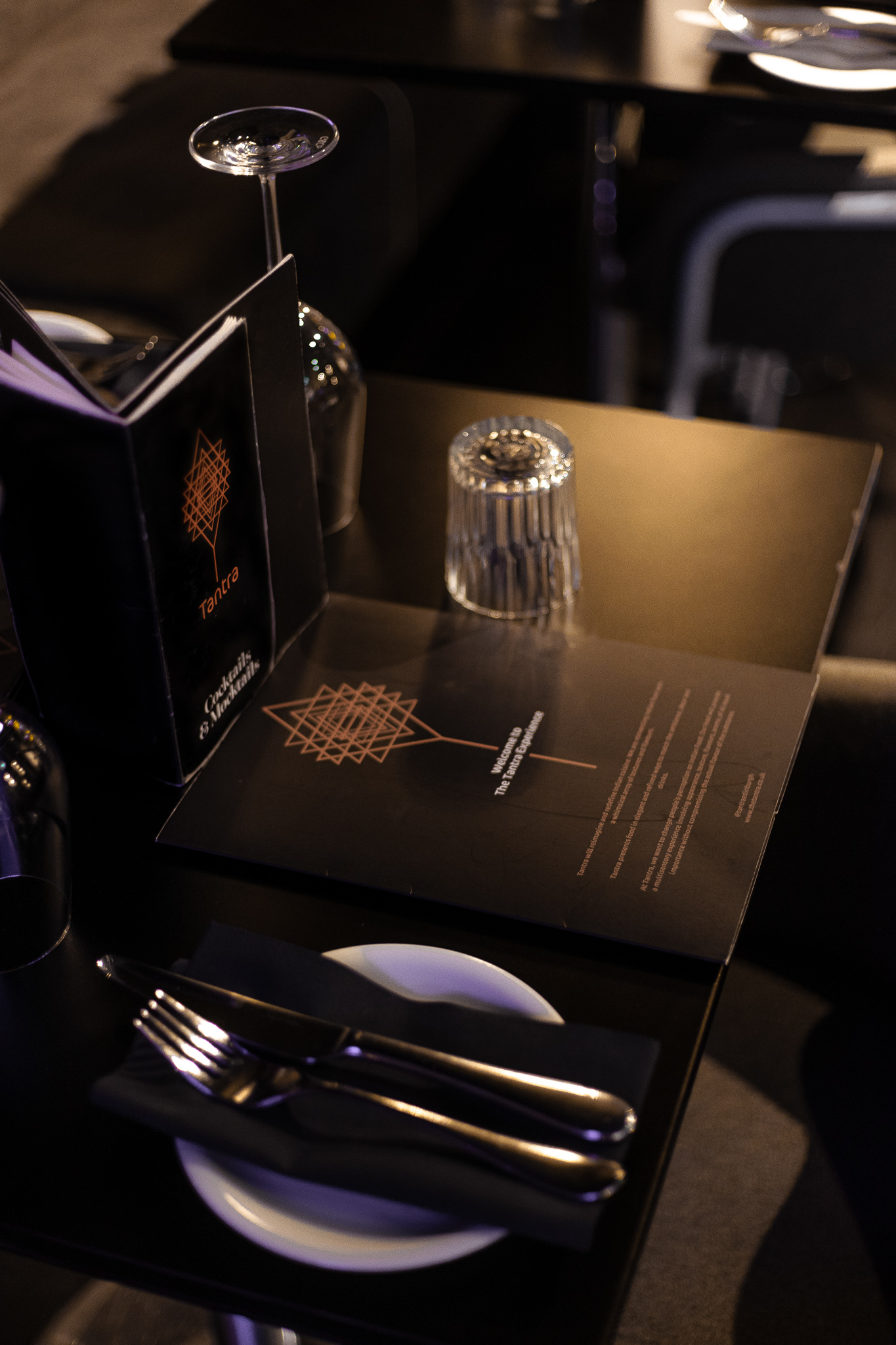 Tantra Private Dining Room in Edinburgh with modern table setting for upscale events.