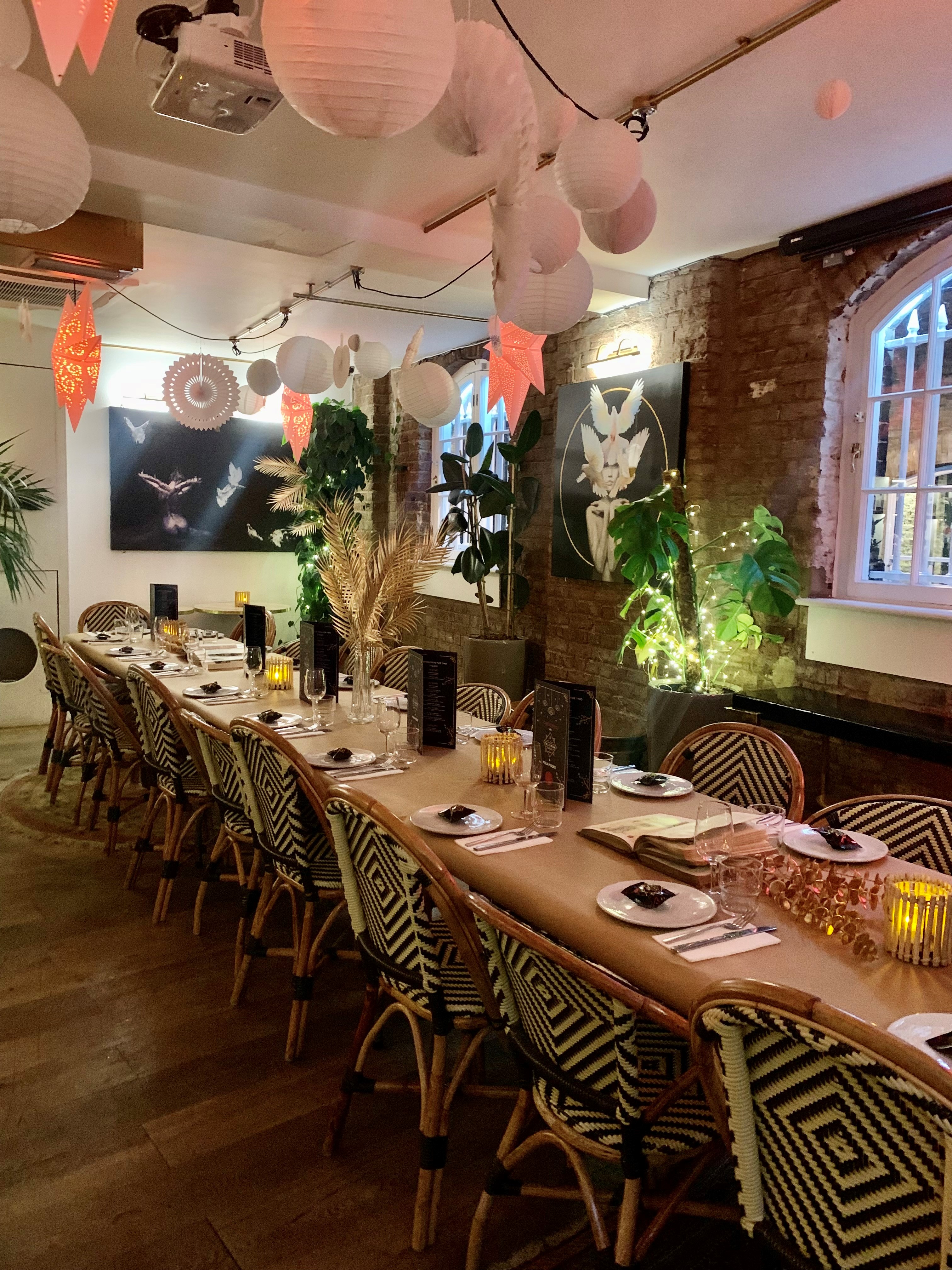 Elegant dining space at The Last Talisman for intimate events and dinner parties.