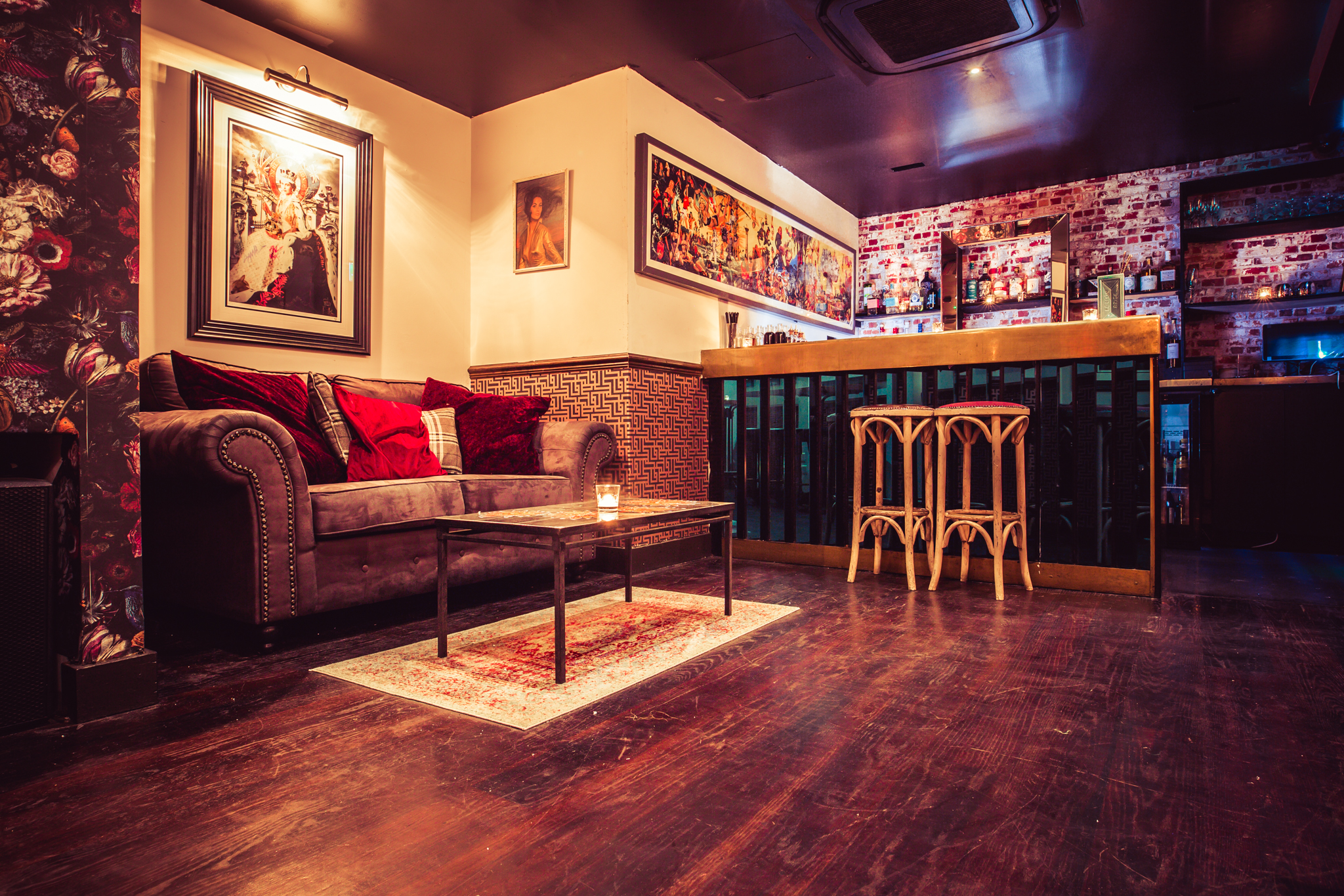 Stylish lounge at Jabberwocky, perfect for networking events and cocktail receptions.