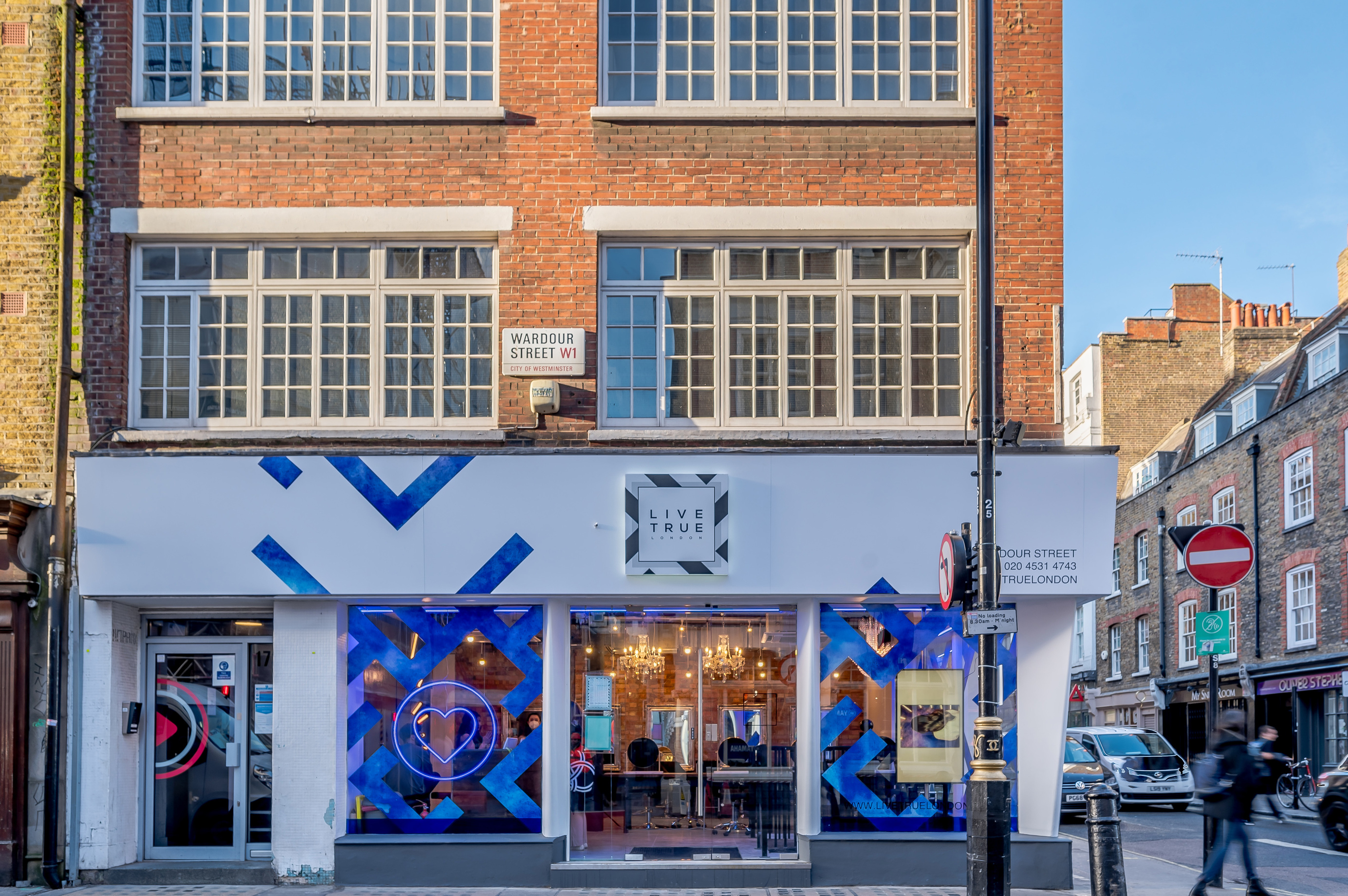 Modern venue with large windows for creative meetings and events in Soho.