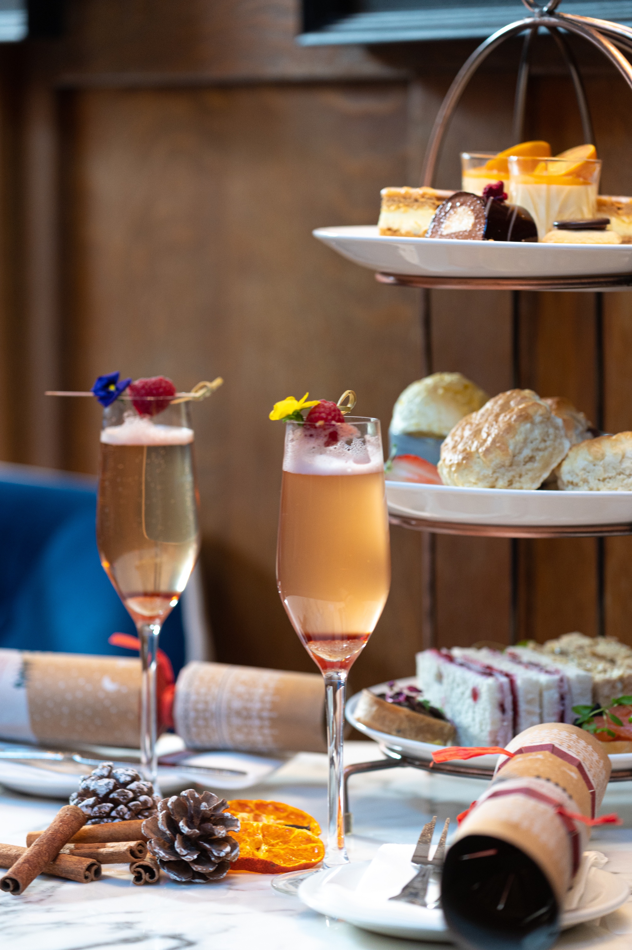 Elegant beverage display at Courtroom Bar, perfect for afternoon tea and networking events.