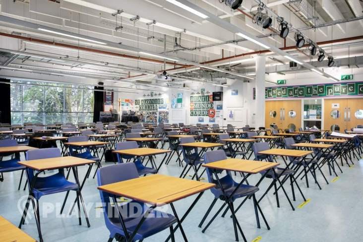 Spacious Main Hall at St Aloysius' College for workshops and seminars, featuring natural light.