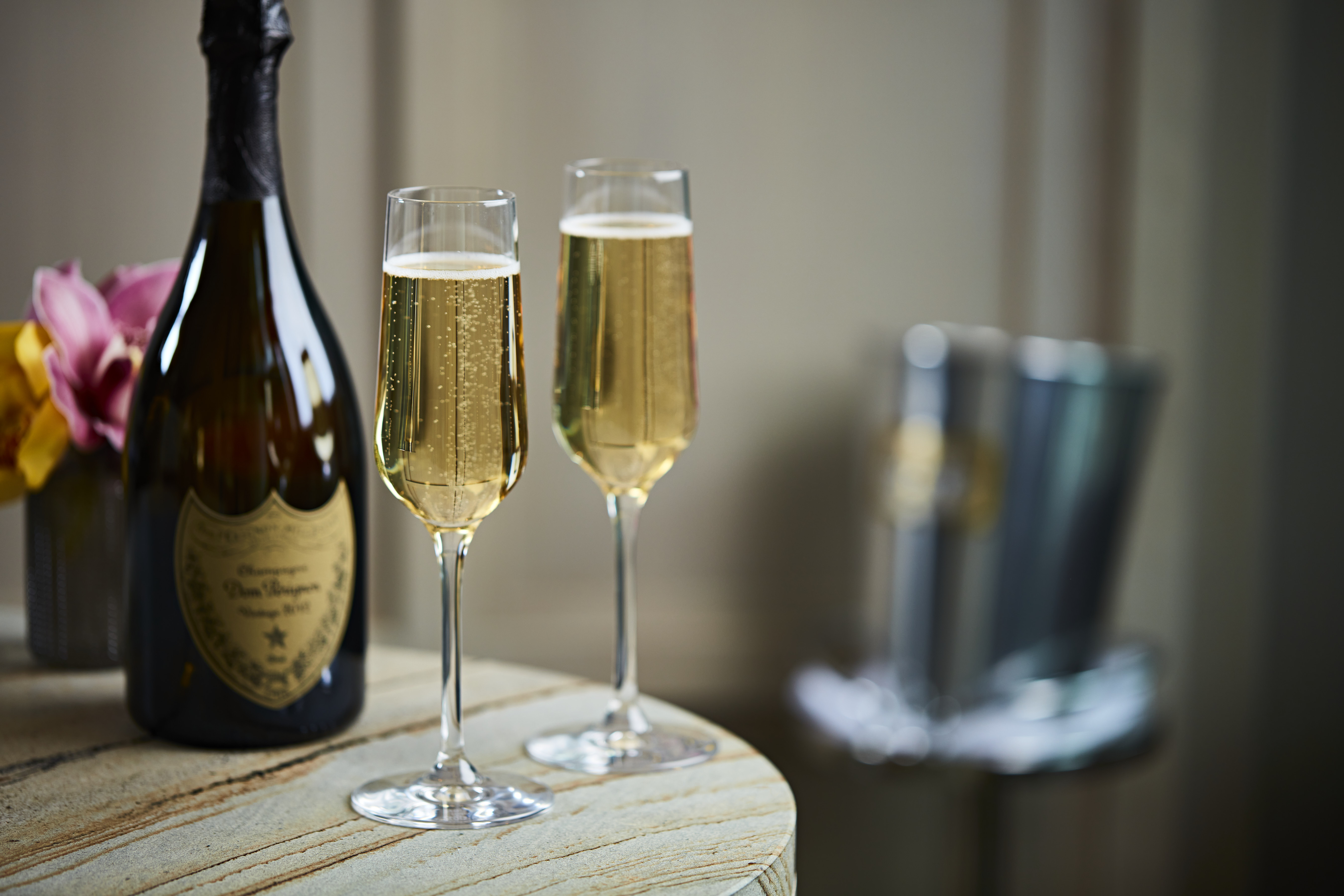 Elegant private dining room with champagne for celebrations at Straits Kitchen.