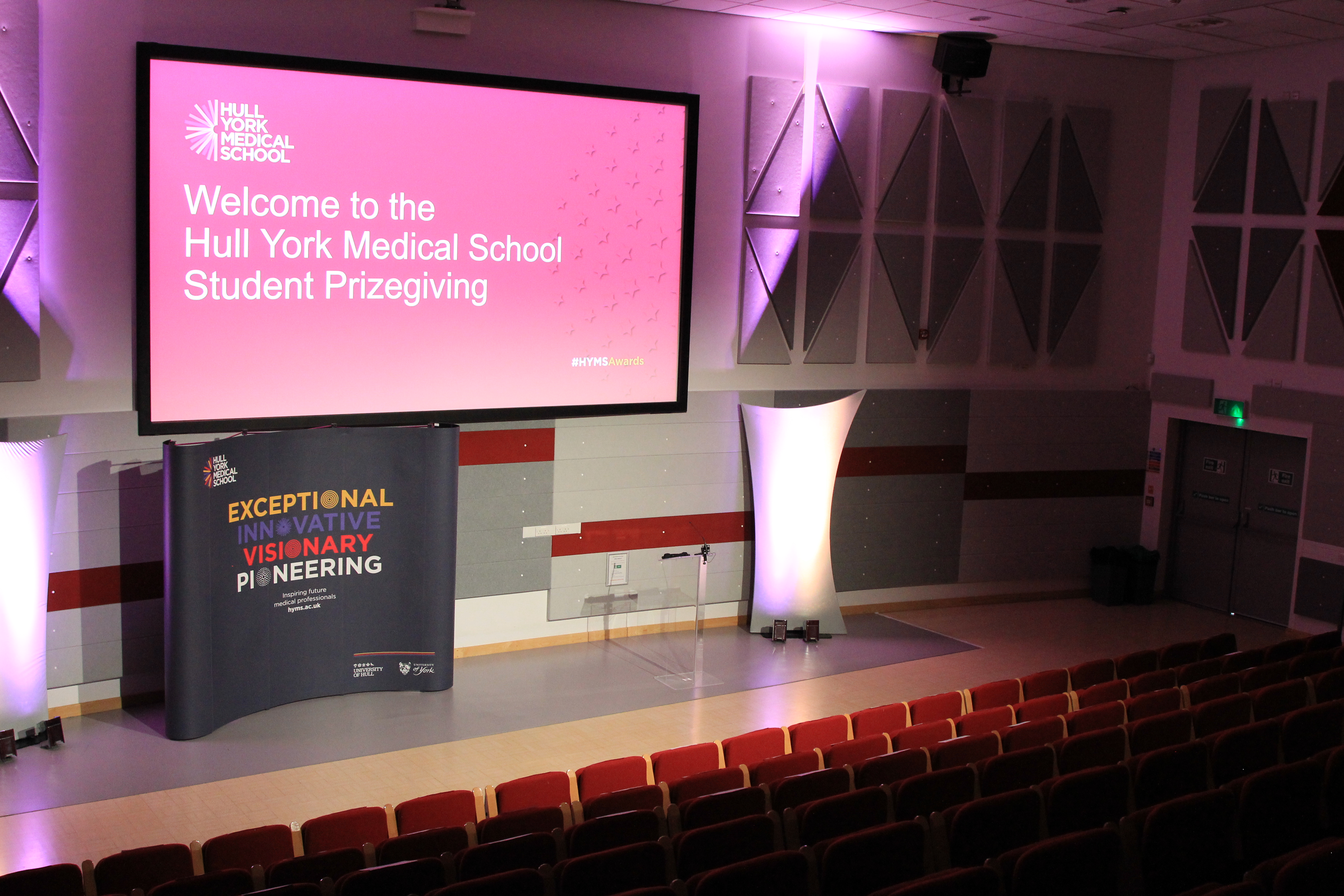 Lecture theatre at National STEM Learning Centre for Hull York Medical School Prizegiving event.