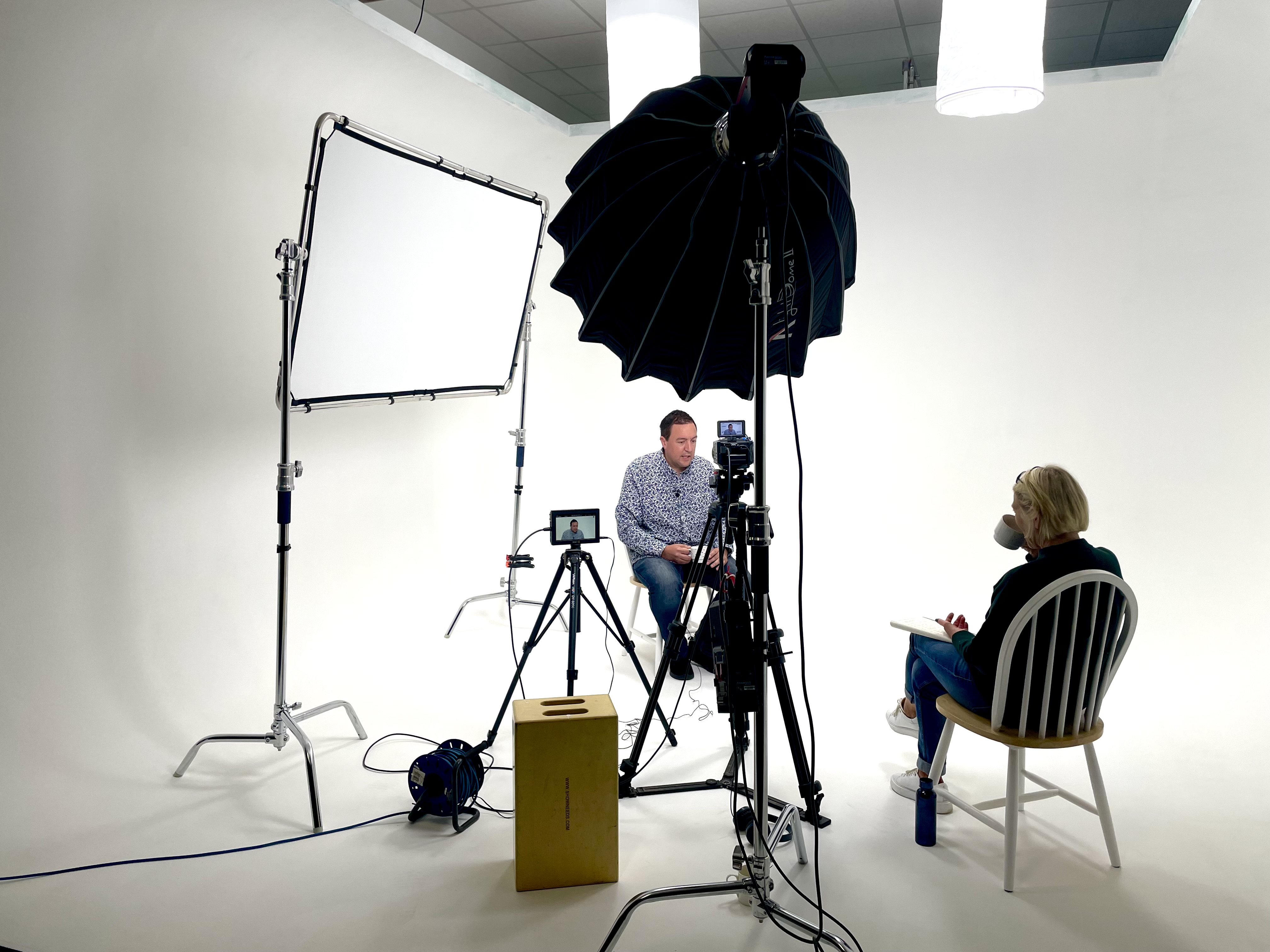 Professional interview setup at Summer Isle Studios with optimal lighting and backdrop.