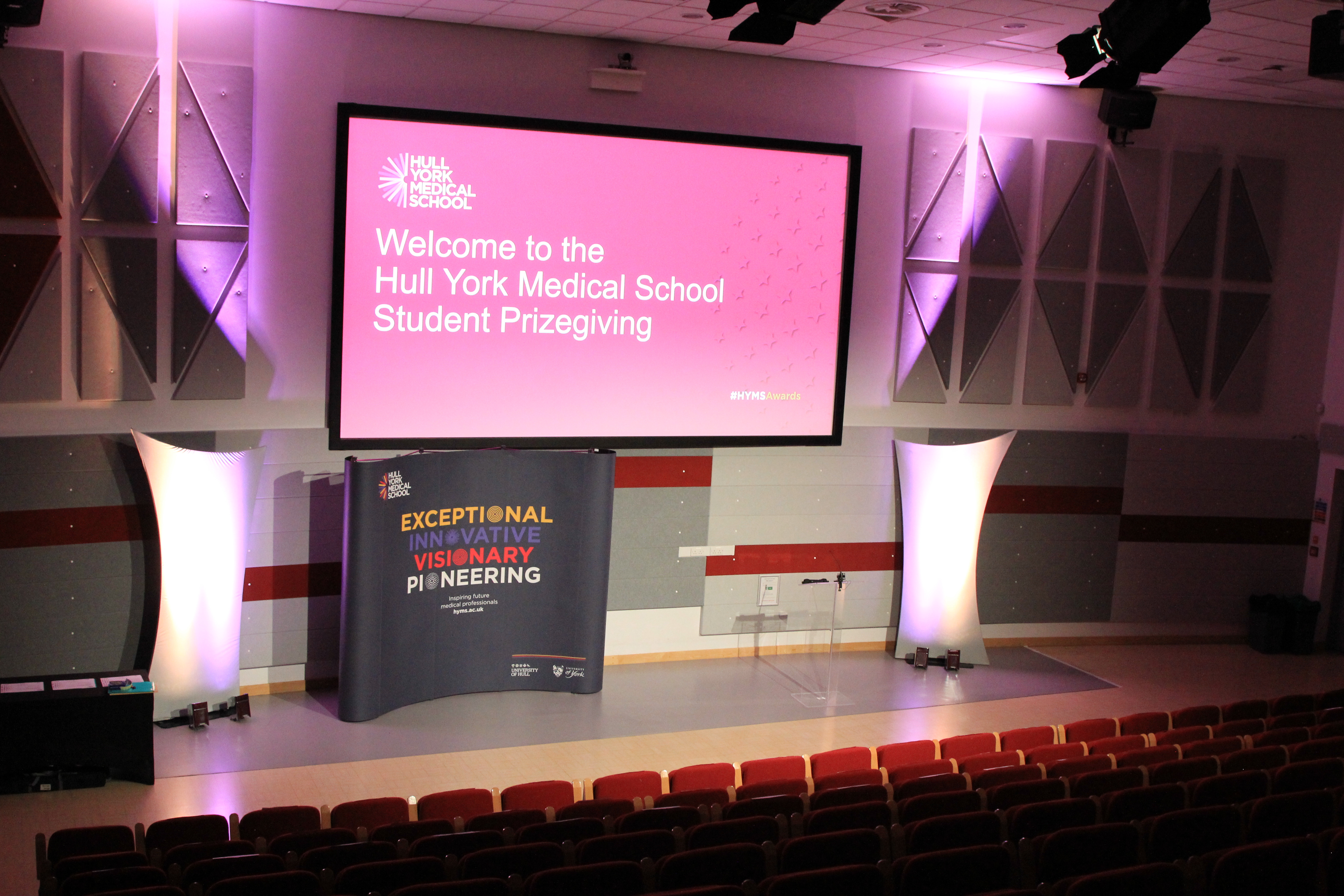 Lecture theatre at National STEM Learning Centre for Hull York Medical School Prizegiving event.