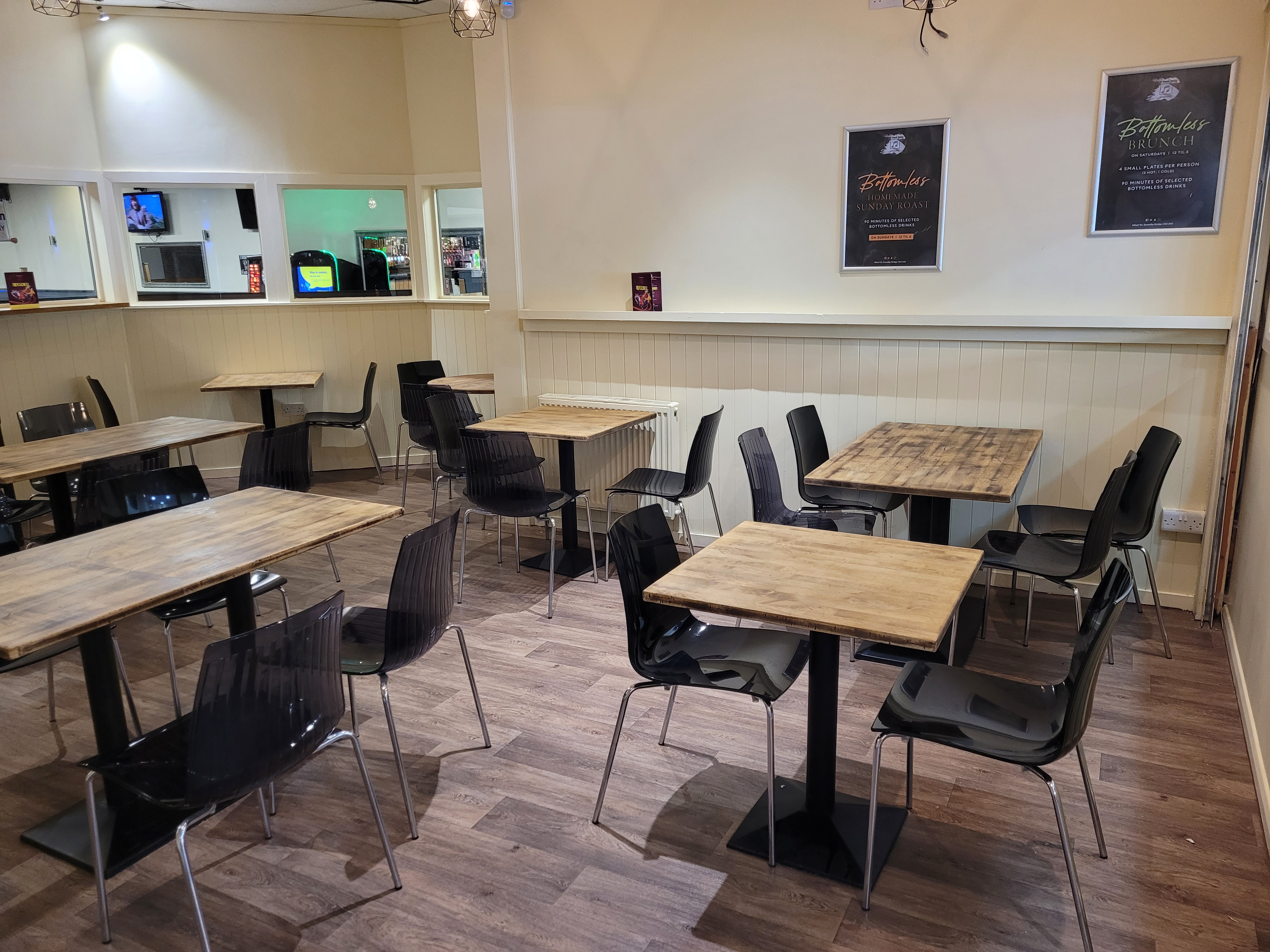 Private dining room at The New Roxy, modern space for events and gatherings.