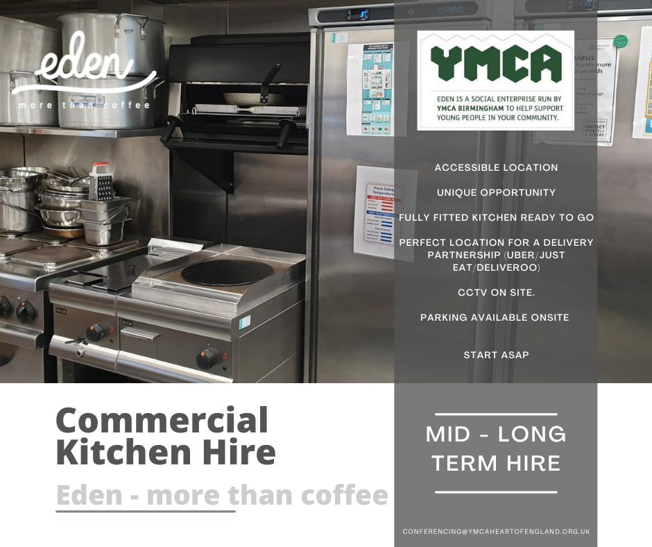 Eden Cafe Kitchen Hire: fully equipped commercial kitchen for catering events and food delivery.
